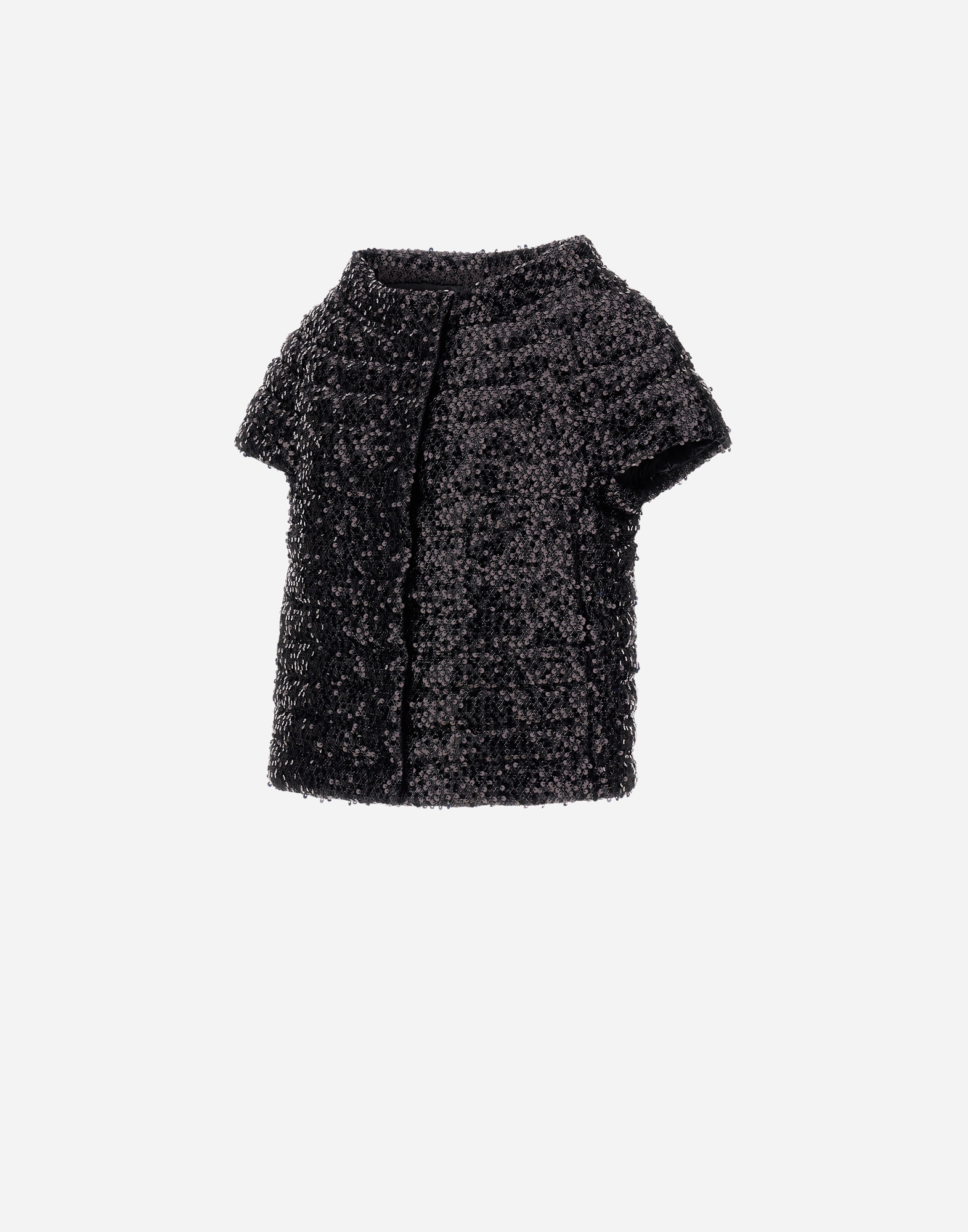 Herno Cape In Sequin Mesh In Black