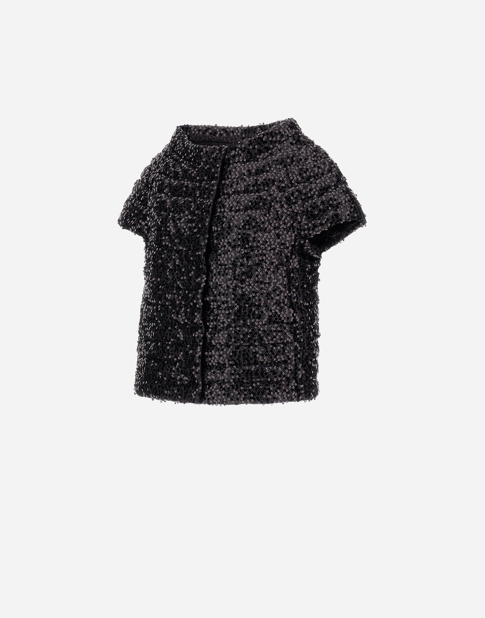 Herno Cape In Sequin Mesh In Black