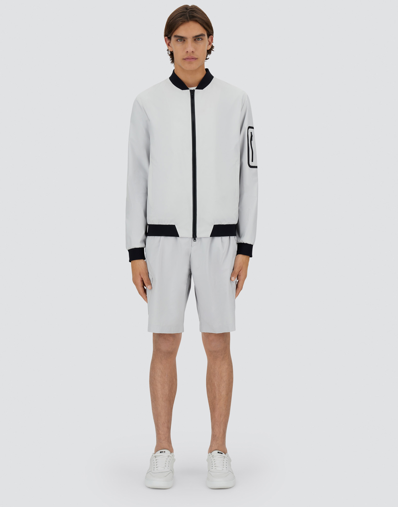Herno Bomber Jacket In Gore-tex Infinium Windstopper In Ice