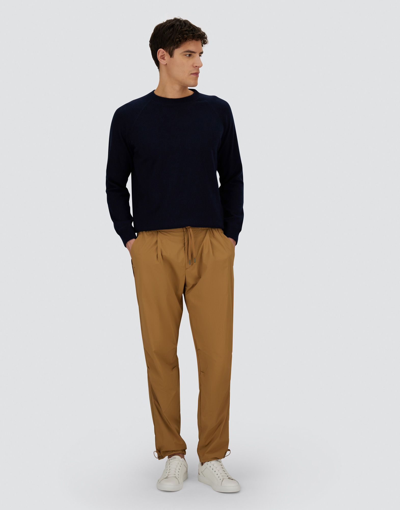 Herno Light Nylon Stretch Trousers In Camel