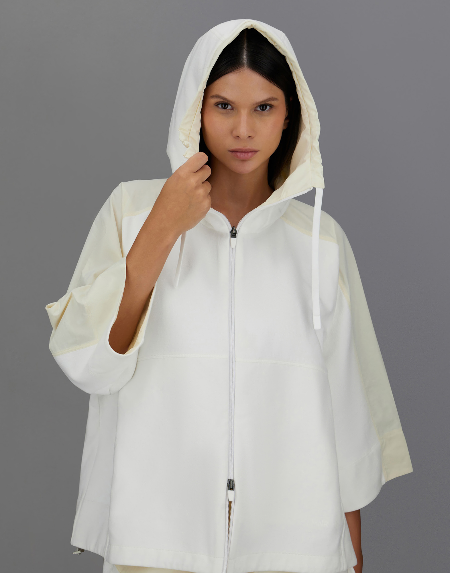 HERNO LAMINAR SWEATSHIRT IN STRUCTURED FLEECE AND TECH-POPLIN