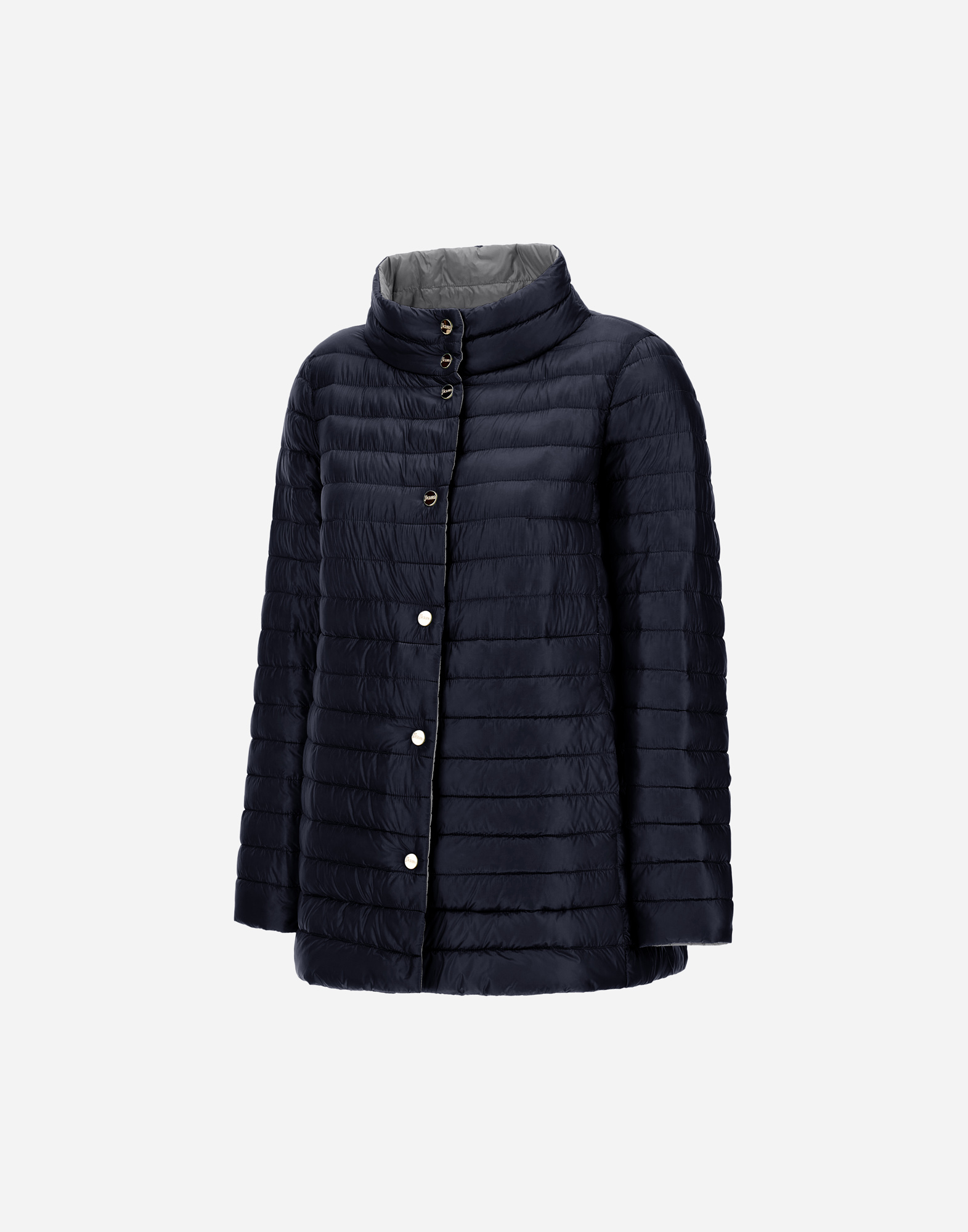 Herno Reversible A-shape Jacket In Nylon Ultralight In Blue Grey