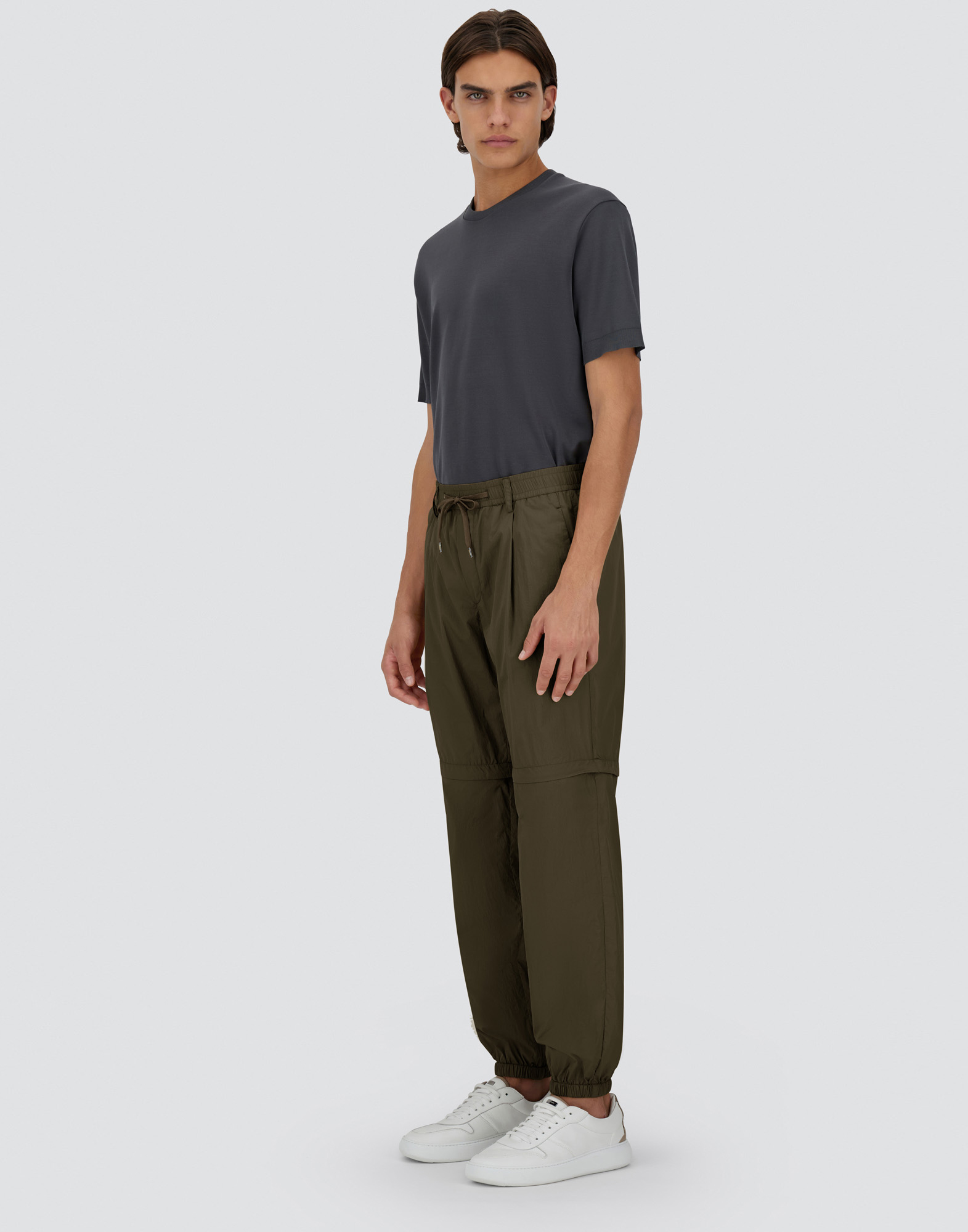 Shop Herno Trousers In Ultralight Crease In Light Military