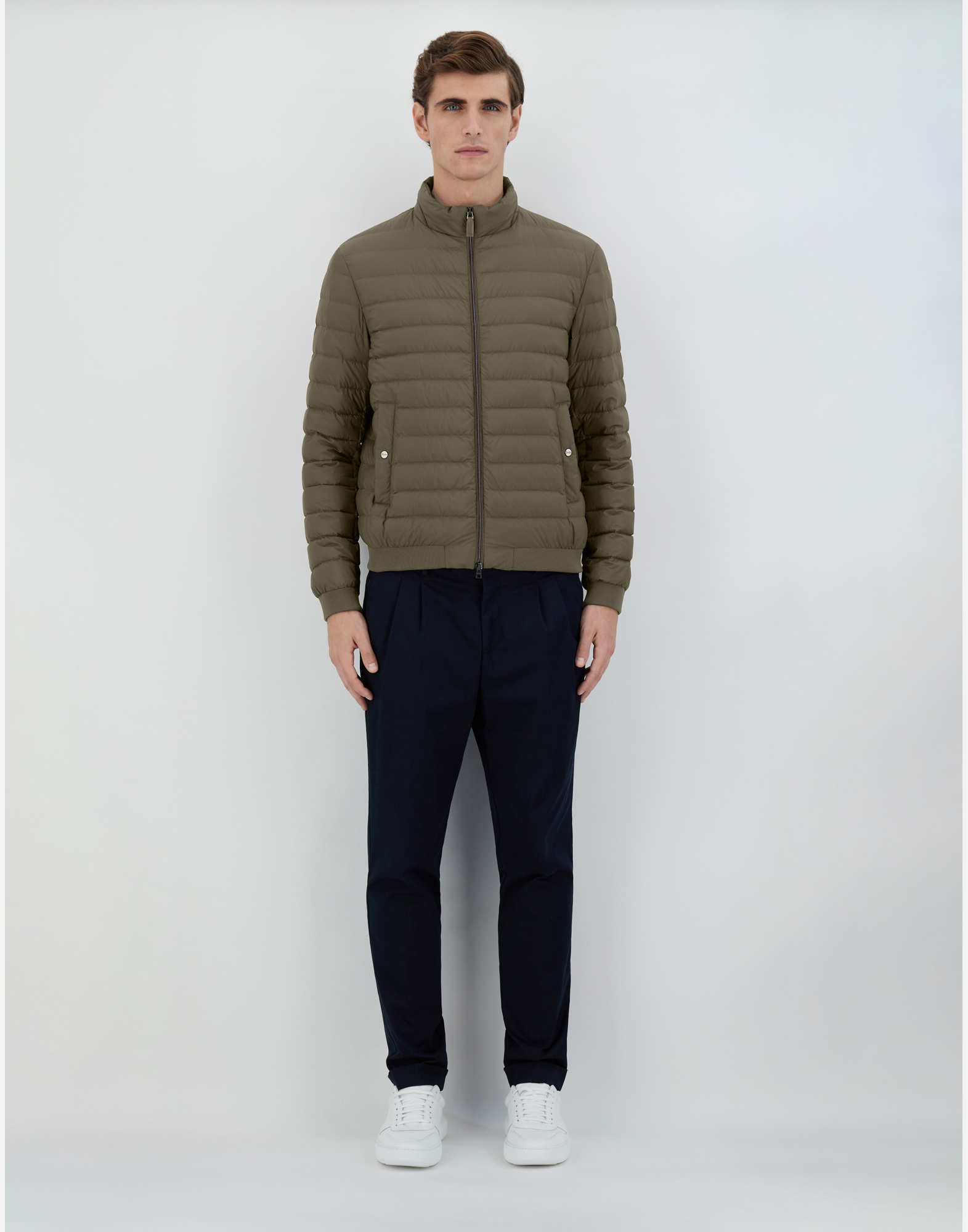 Herno Ecoage Bomber Jacket In Green/beige