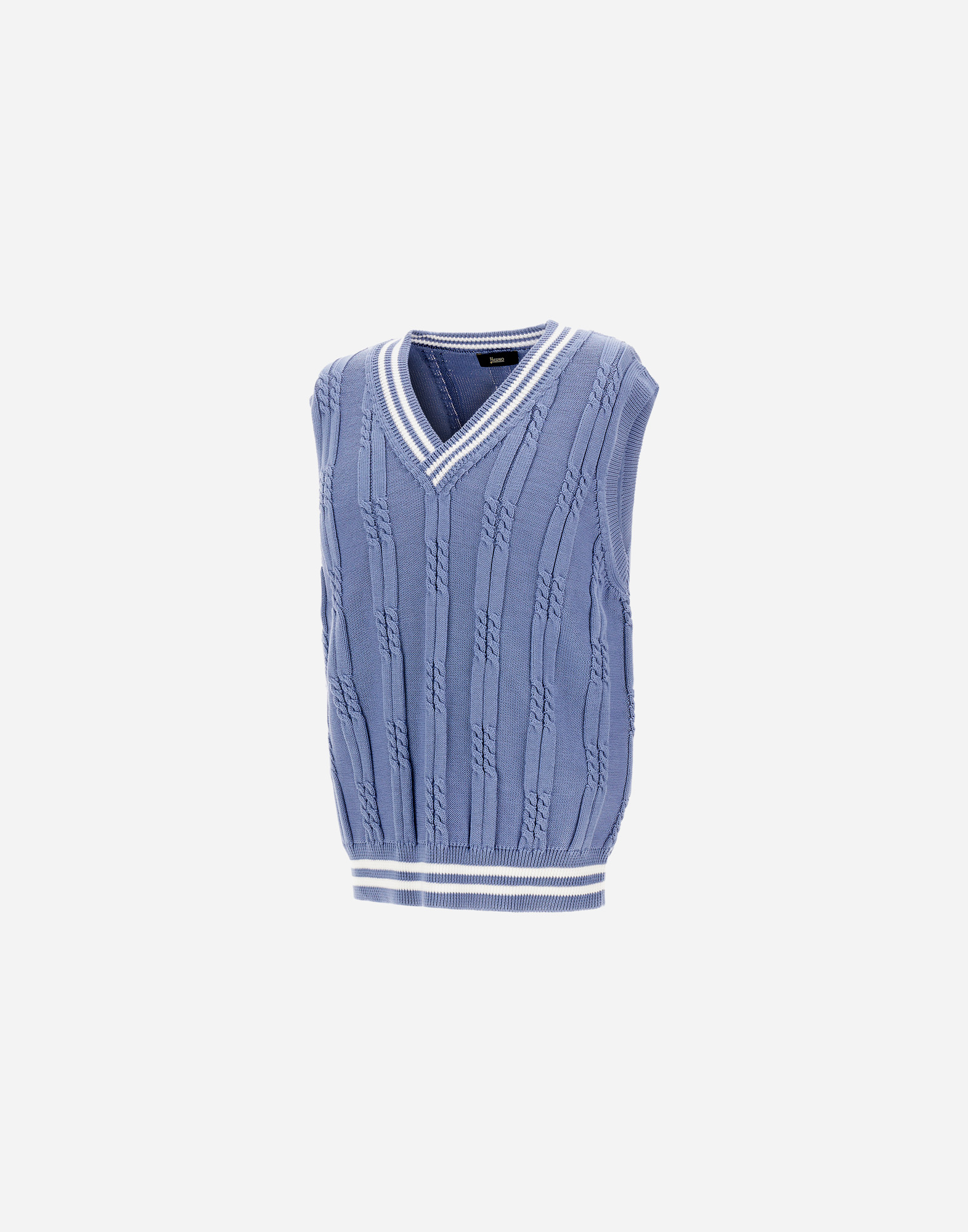 Herno Eternal Cotton Cable Gilet In Light Blue