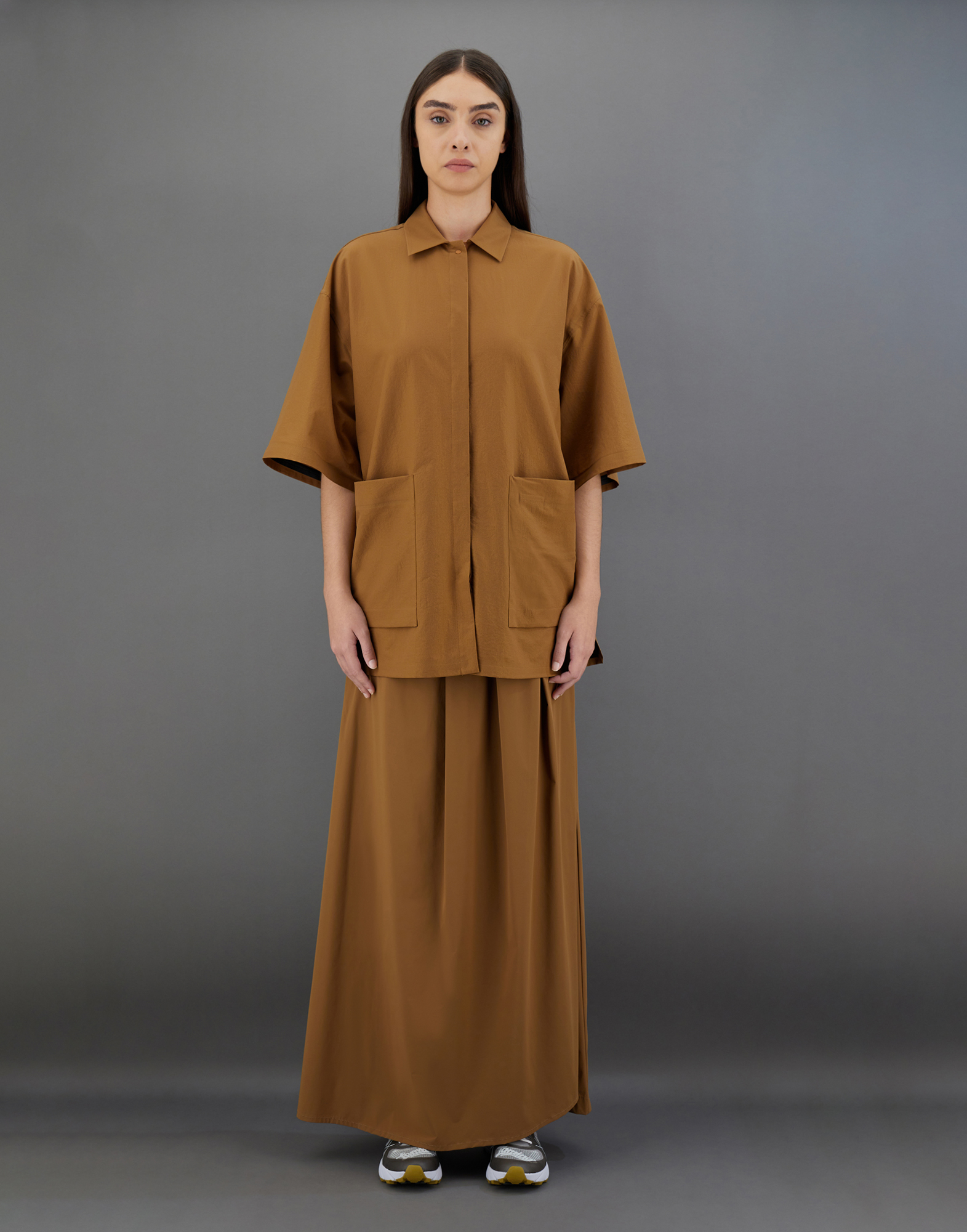 Herno Laminar Shirt In Climate Regulation Ripstop In Tobacco