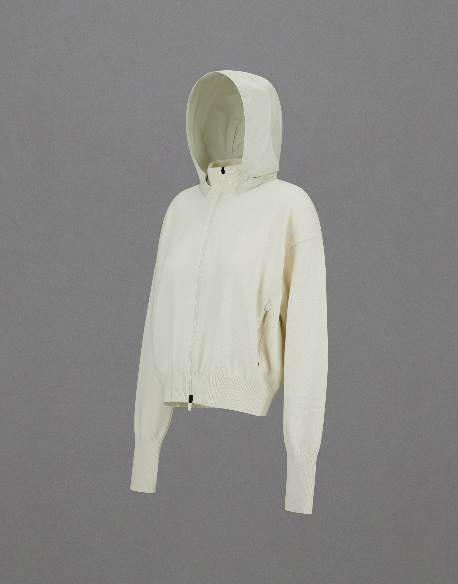Herno Laminar Cardigan In Cony Knit And 2l Gore-tex In Cream