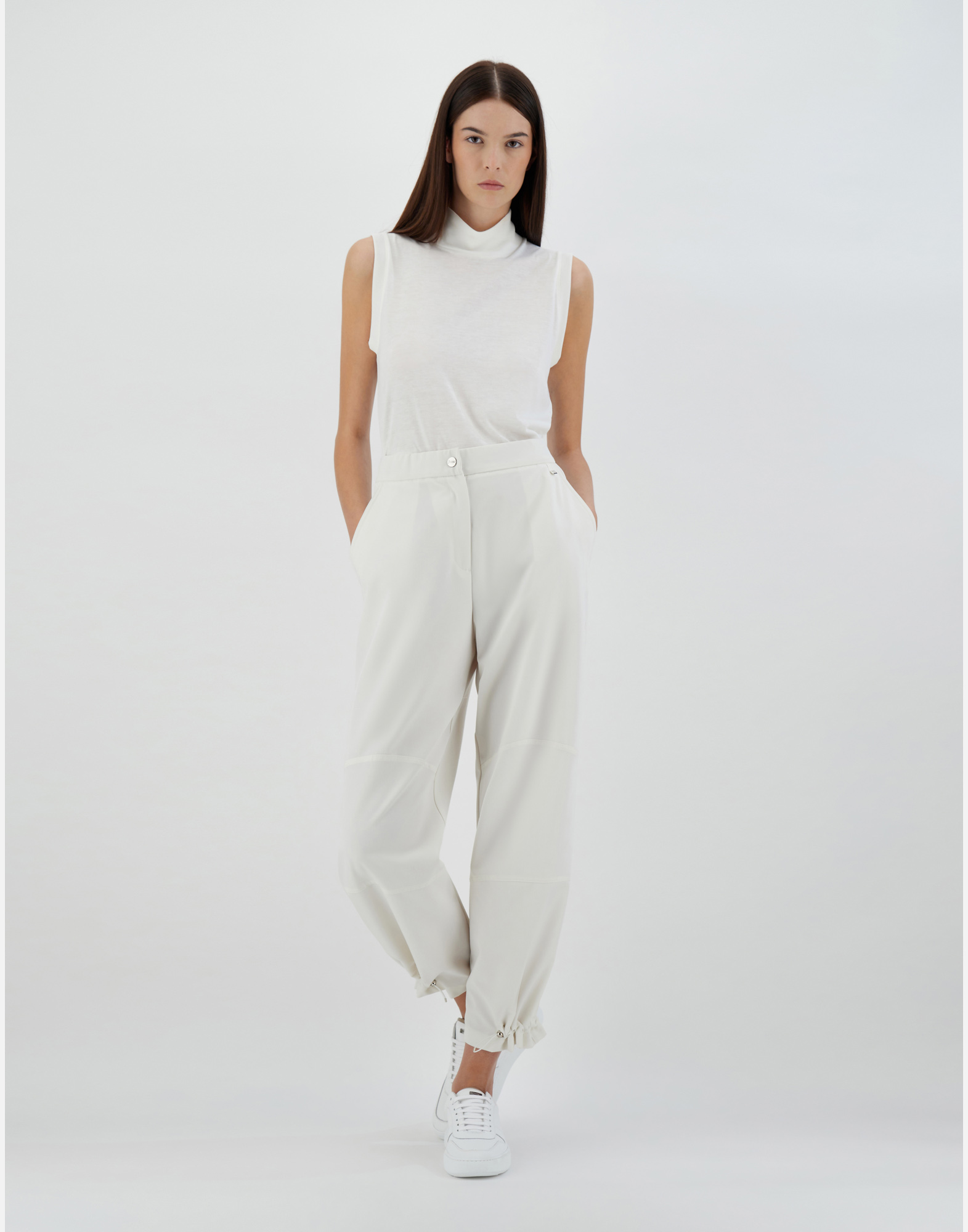 Herno Viscose Effect Trousers In Grey Pearl