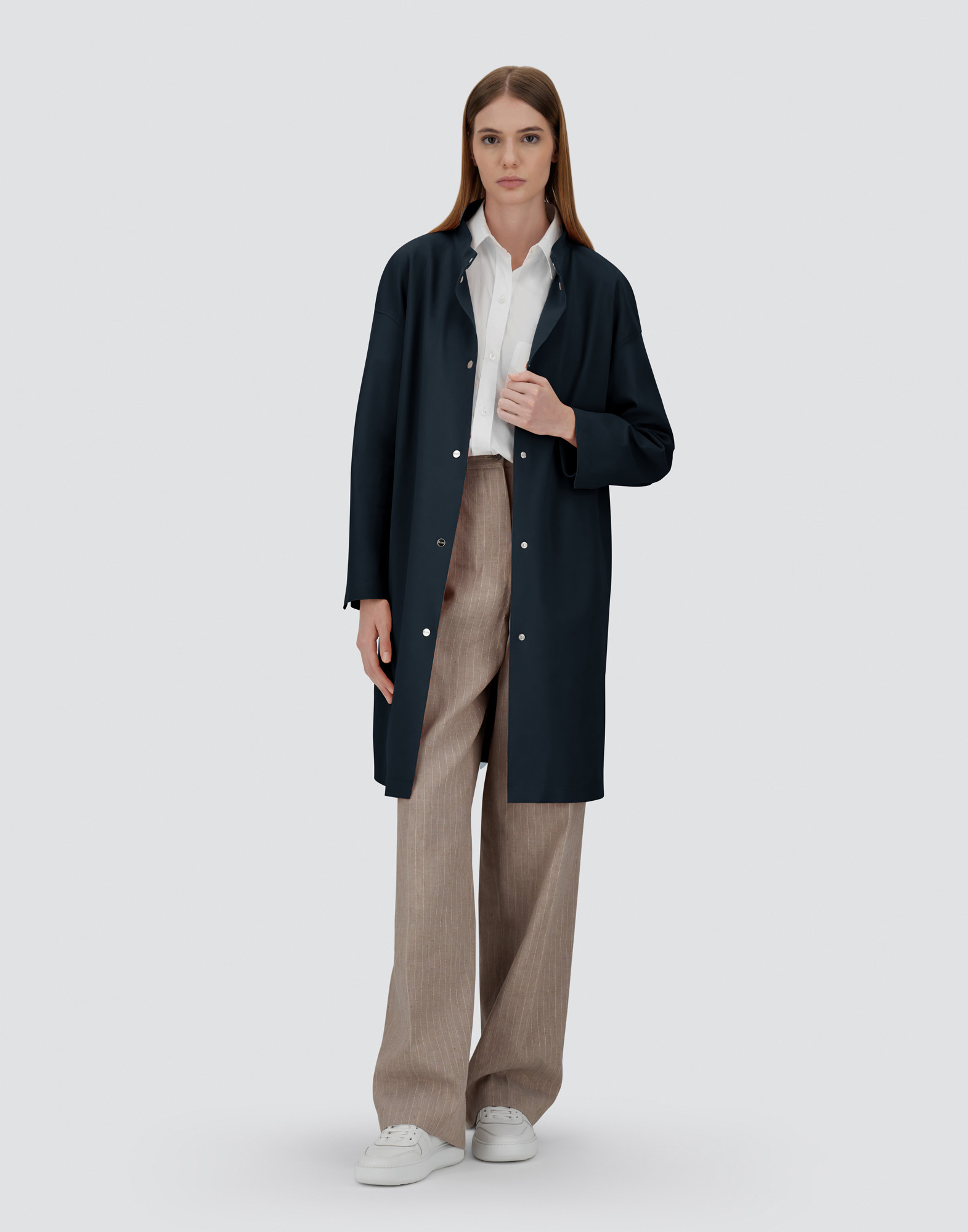 Herno Coat In First-act Pef In Blu Navy