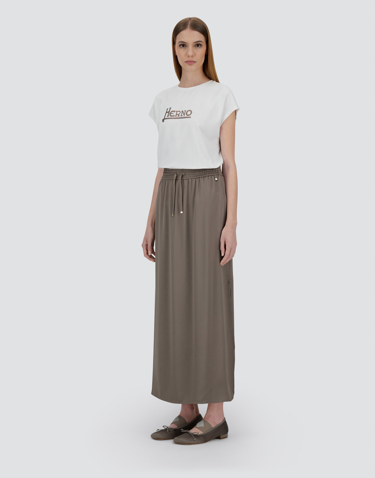 Herno Satin Skirt In Dove Grey