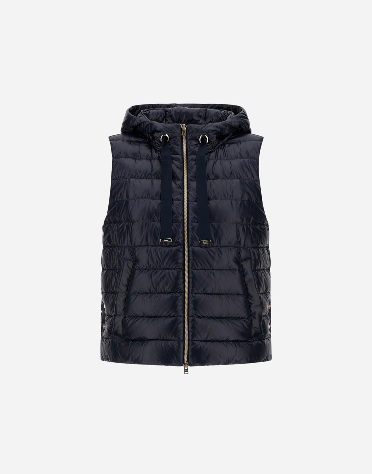 Herno Vest In Nylon Ultralight And Monogram Lurex In Blu Navy
