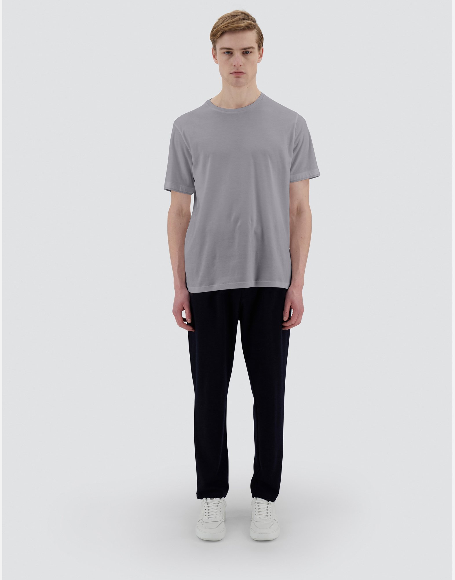 Herno Resort T-shirt In Basic Cotton & Light Stretch Nylon In Grey