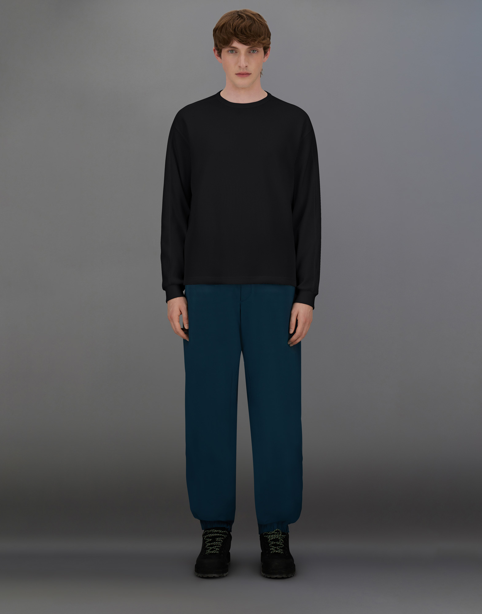 Herno Laminar Waffle Jersey Sweatshirt In Black