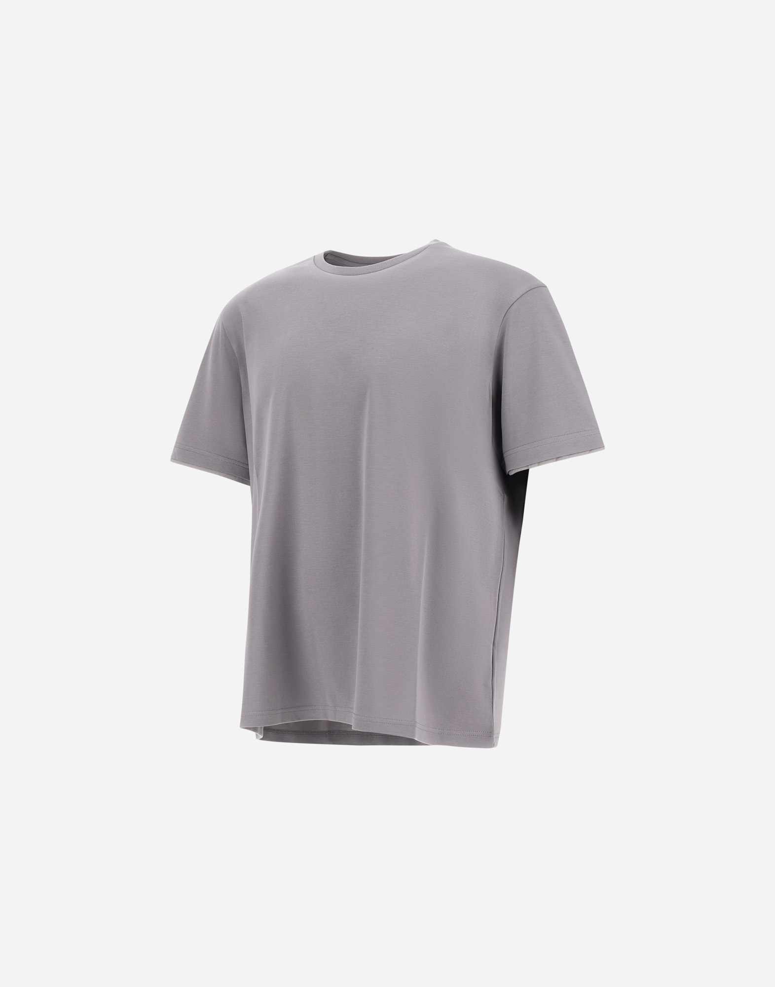 Herno Resort T-shirt In Basic Cotton & Light Stretch Nylon In Grey