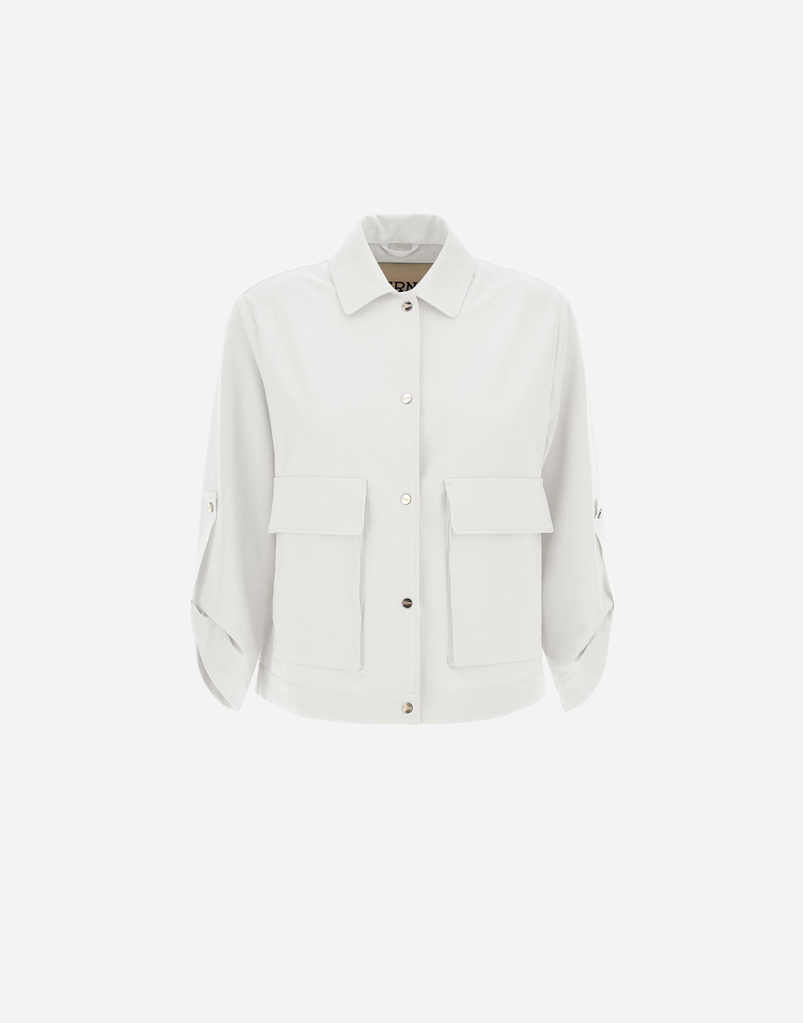 Herno Viscose-effect Shacket In Grey Pearl