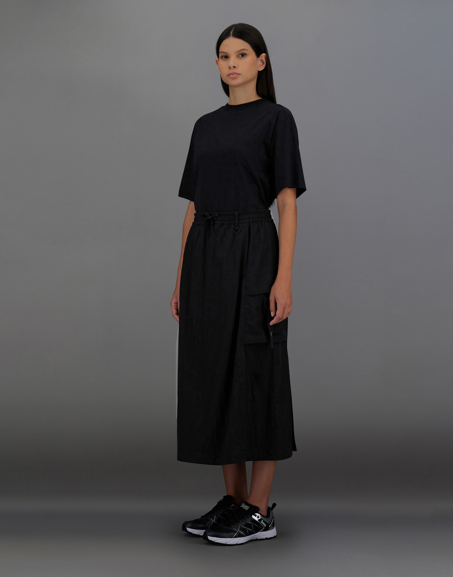 Herno Laminar Skirt In Tech-crinkle And Extralight Stretch In Black