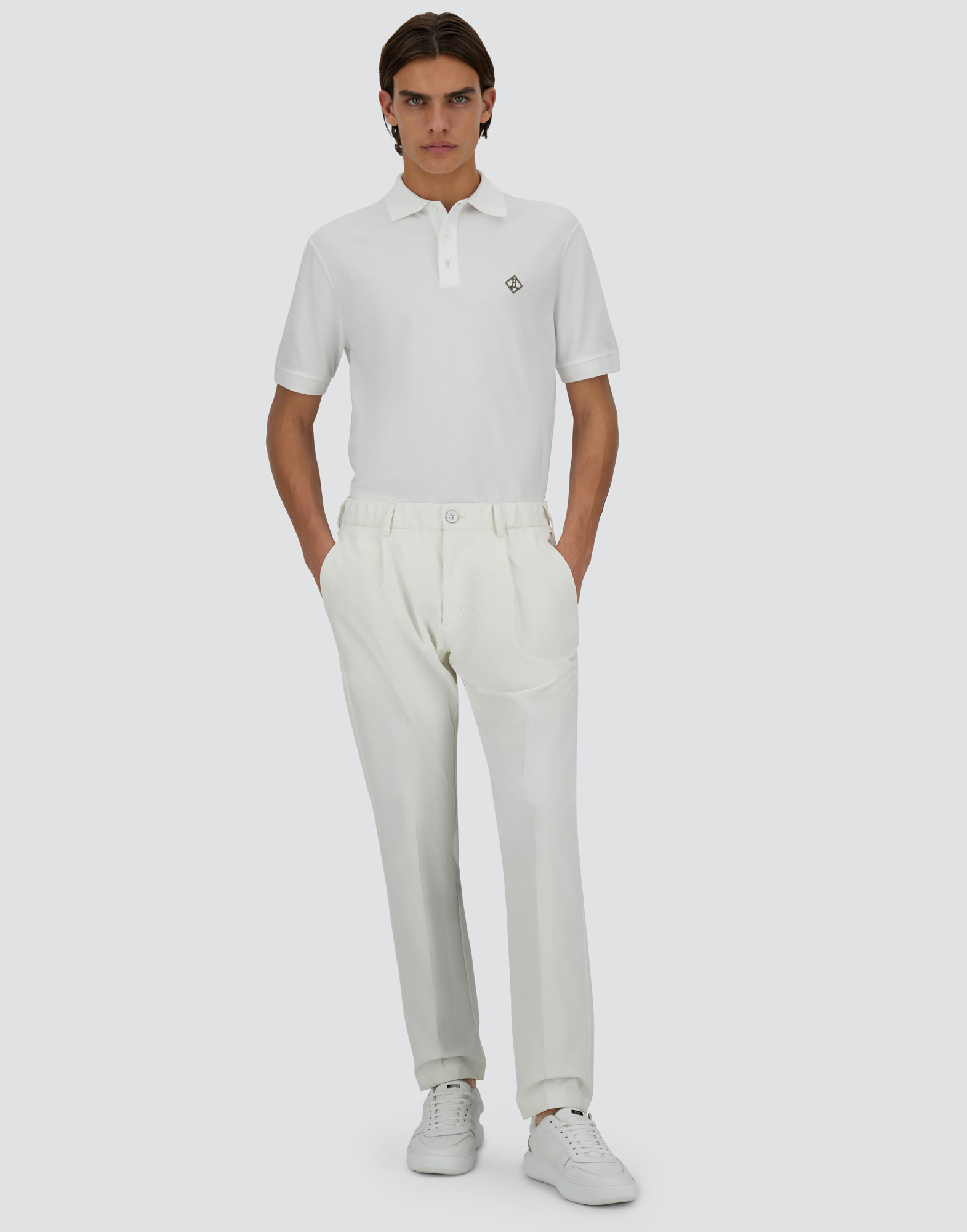 Herno Cotton Feel Trousers With Drawstring In Natural