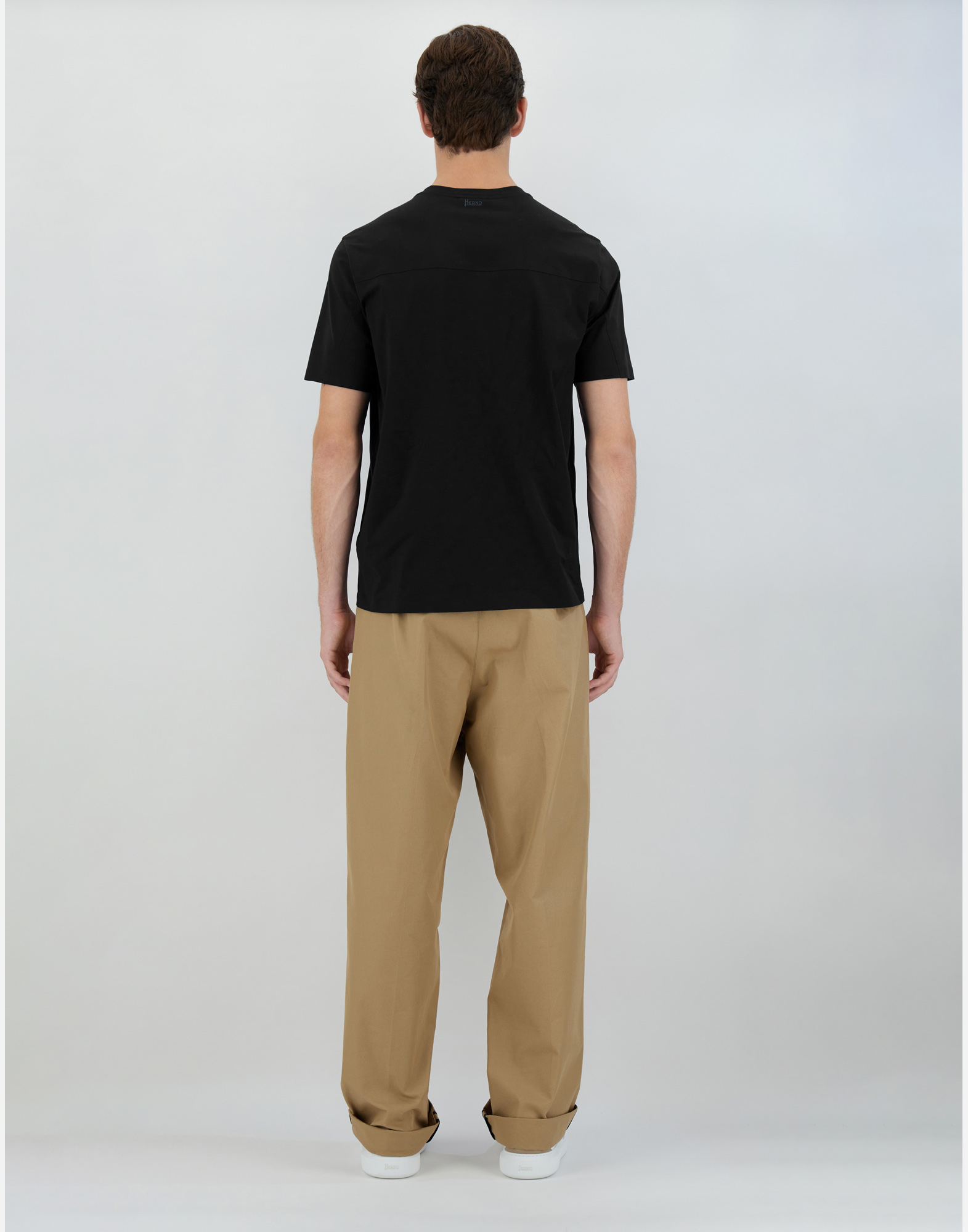 Herno Superfine Cotton Stretch T-shirt In Black