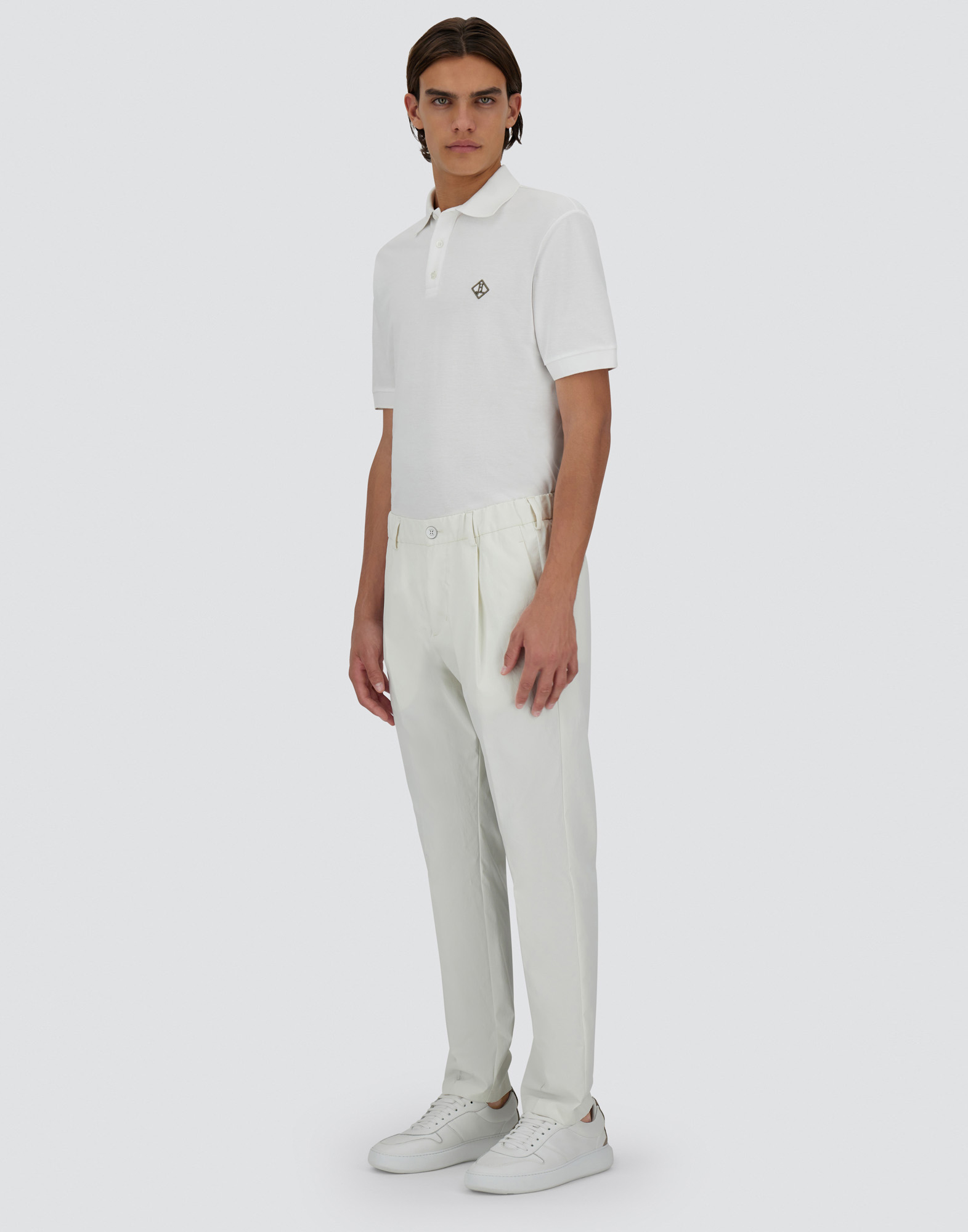 Herno Cotton Feel Trousers With Drawstring In Natural