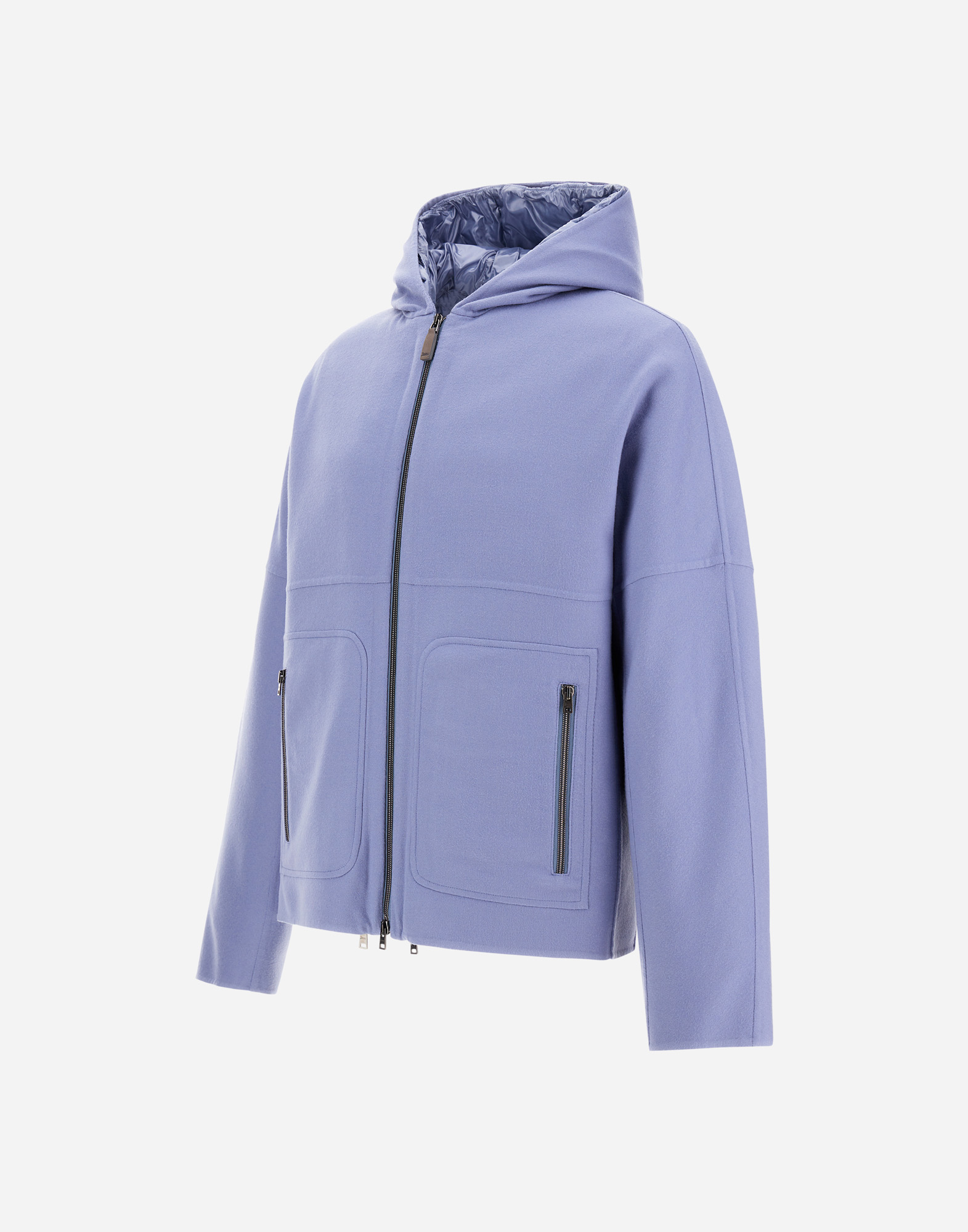 Herno Jacket In Double Wool And Nylon Ultralight In Light Blue