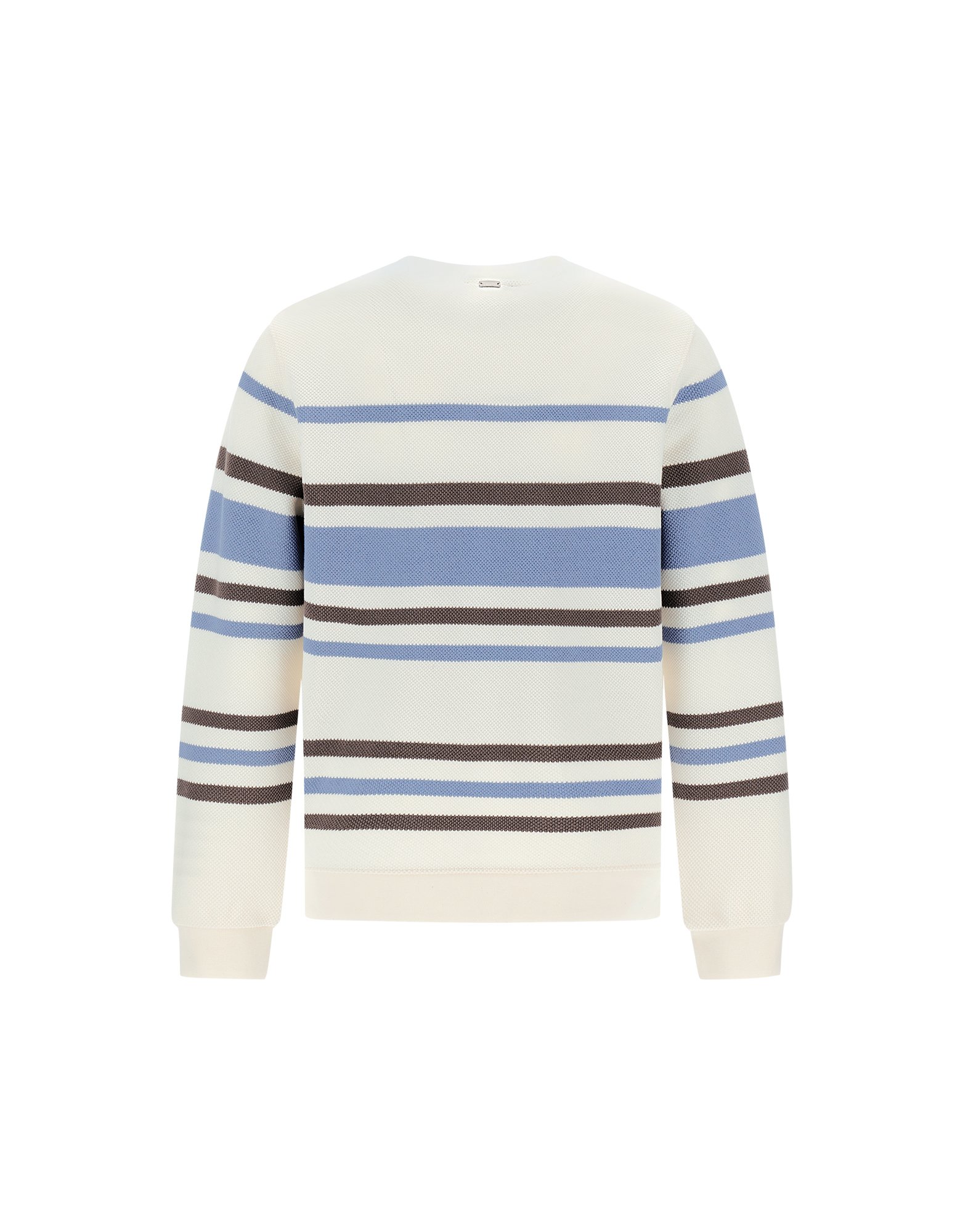 Herno Sweatshirt In Stripe Cotton Sweater In White/light Blue