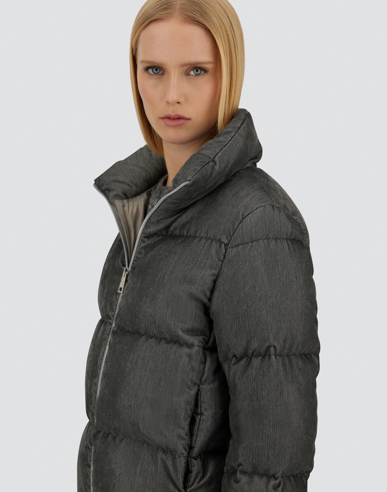 Herno High Collar Padded Jacket Lurex Highlights