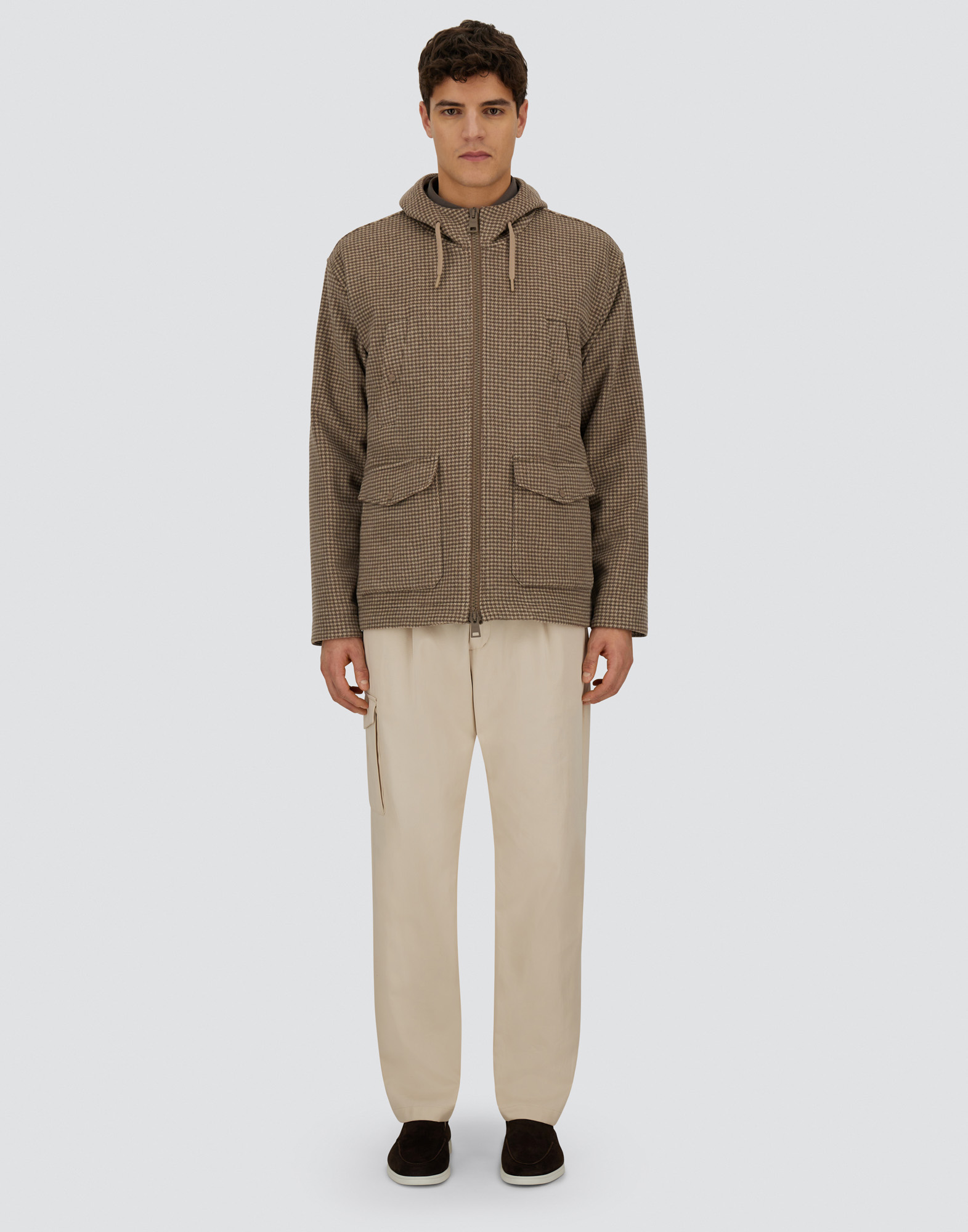 Herno Resort Field Jacket In Houndstooth Cashmere