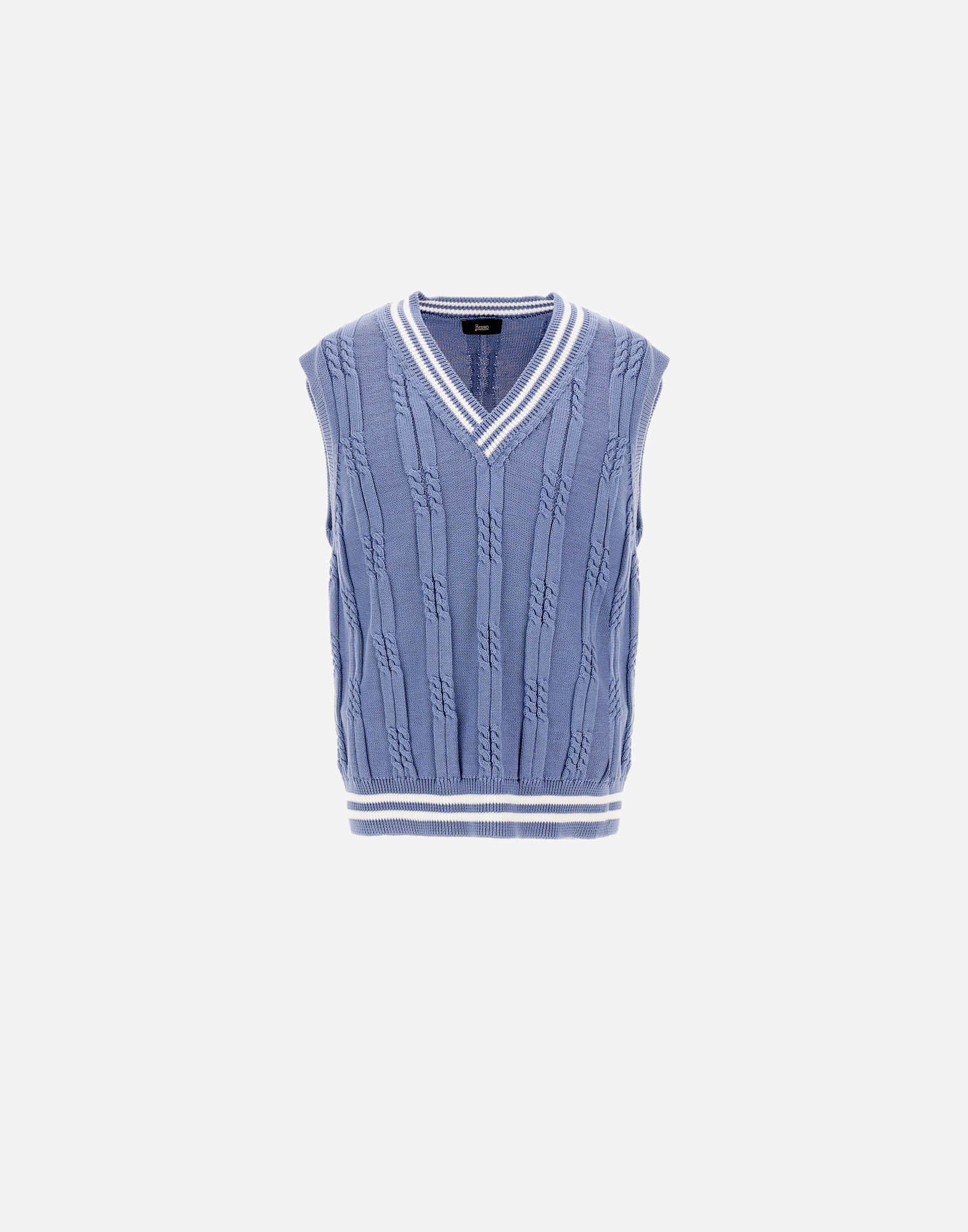Herno Eternal Cotton Cable Gilet In Light Blue