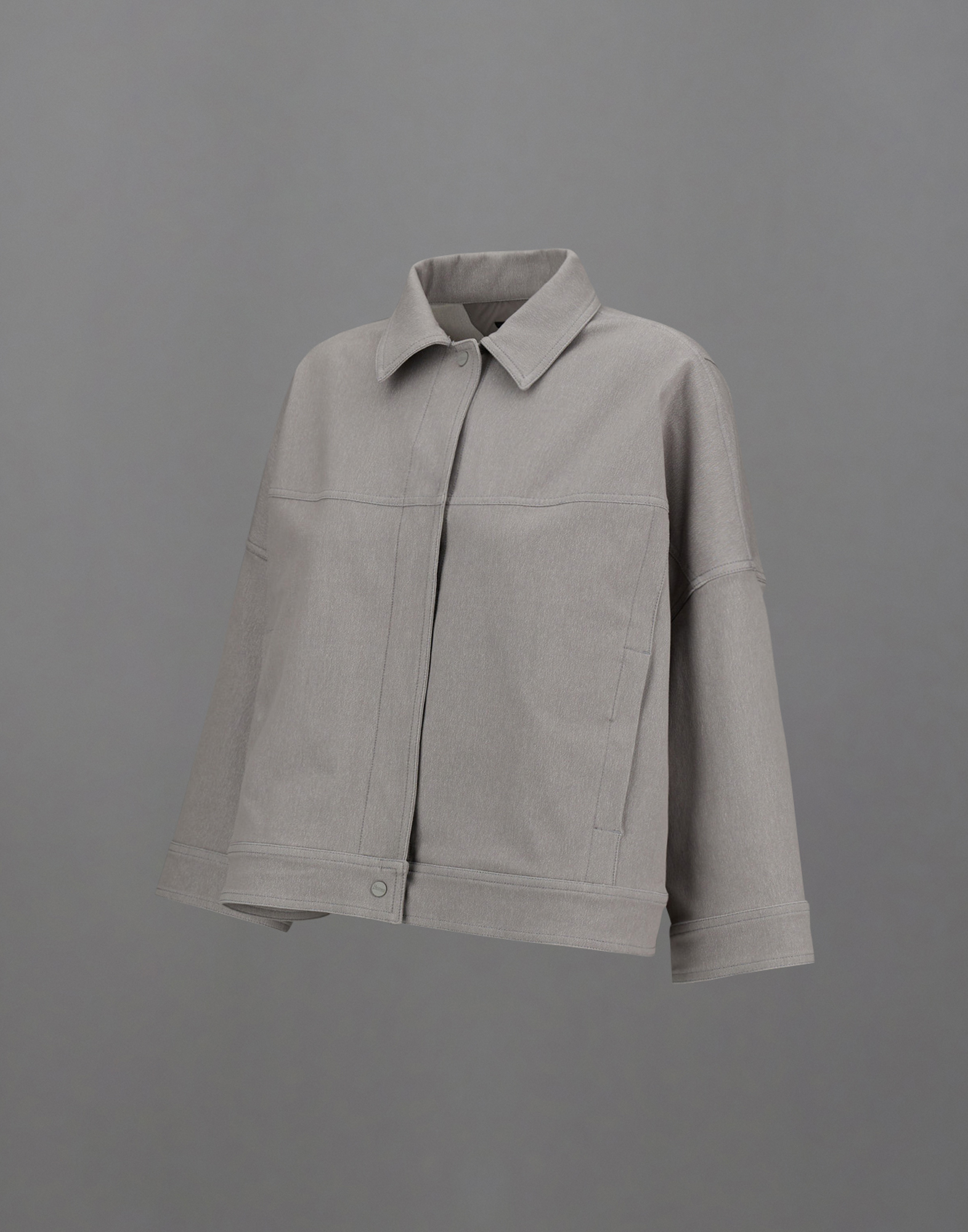 Herno Laminar Shacket In Diagonal-tech Cotton And Extralight Stretch In Grey