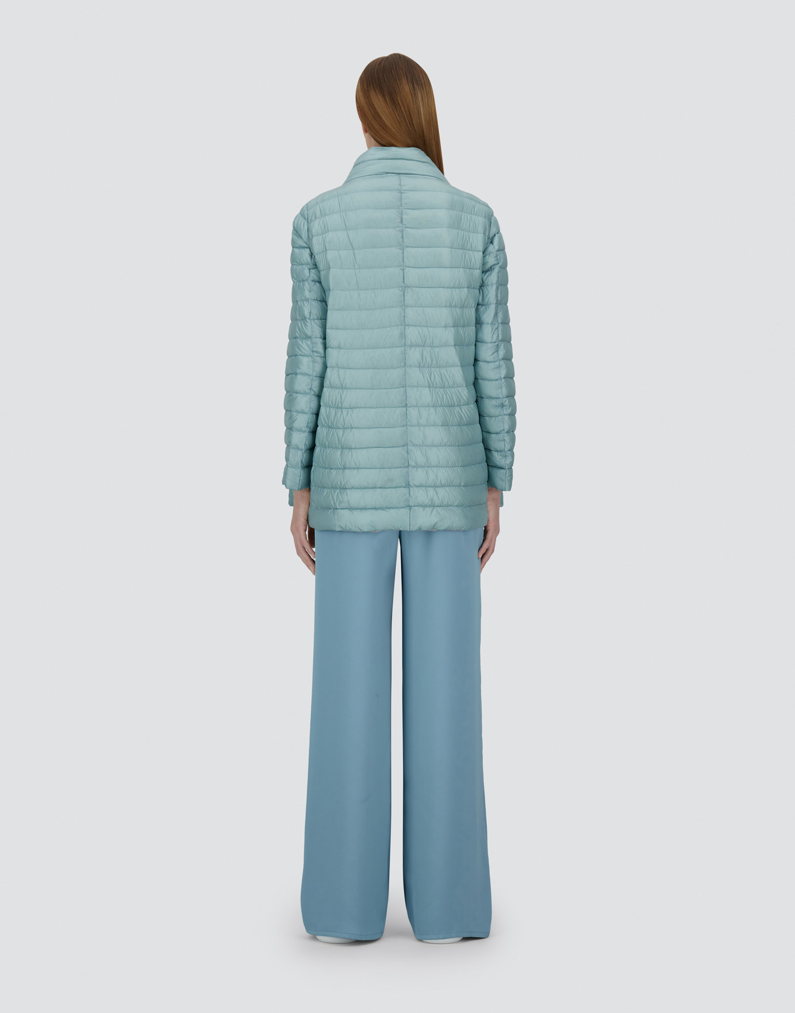 Herno Reversible A-shape Jacket In Nylon Ultralight In Ice/light Blue