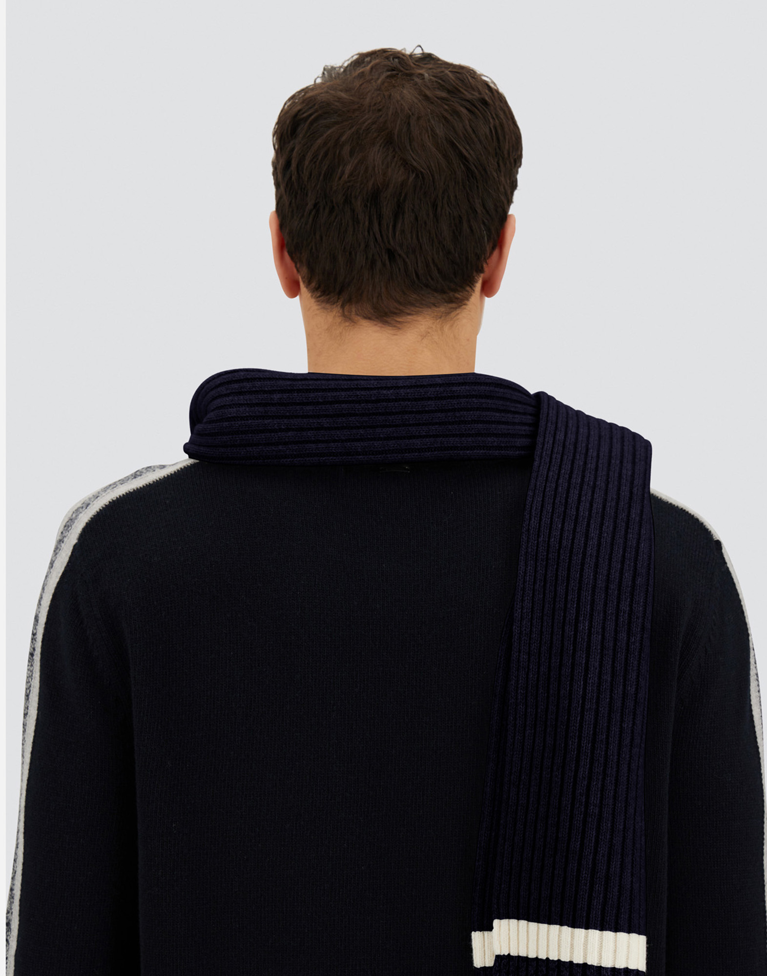 Herno Resort Scarf In Double Rib Wool In Black
