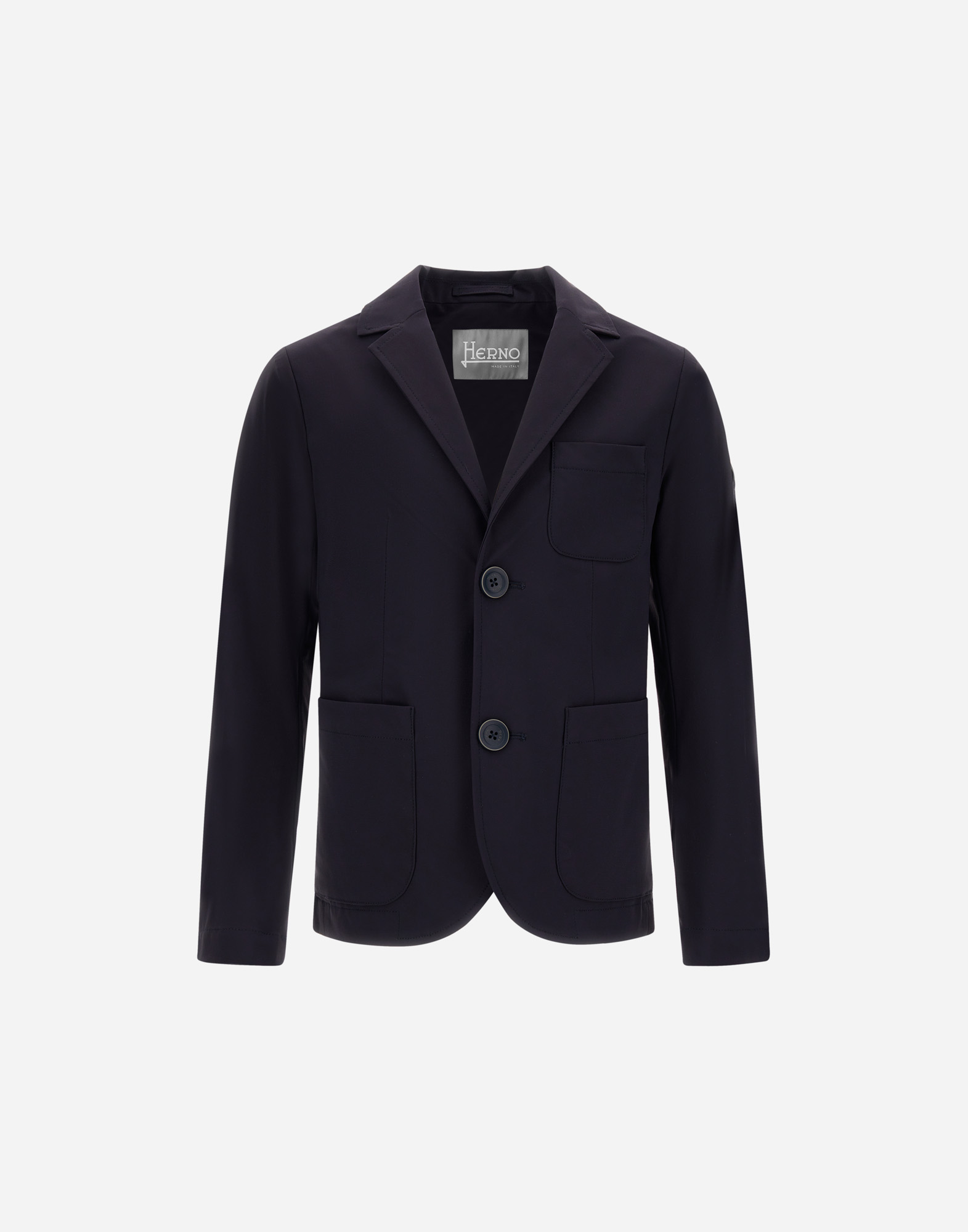 Herno Blazer In Stretch Tech Woven In Blu Navy