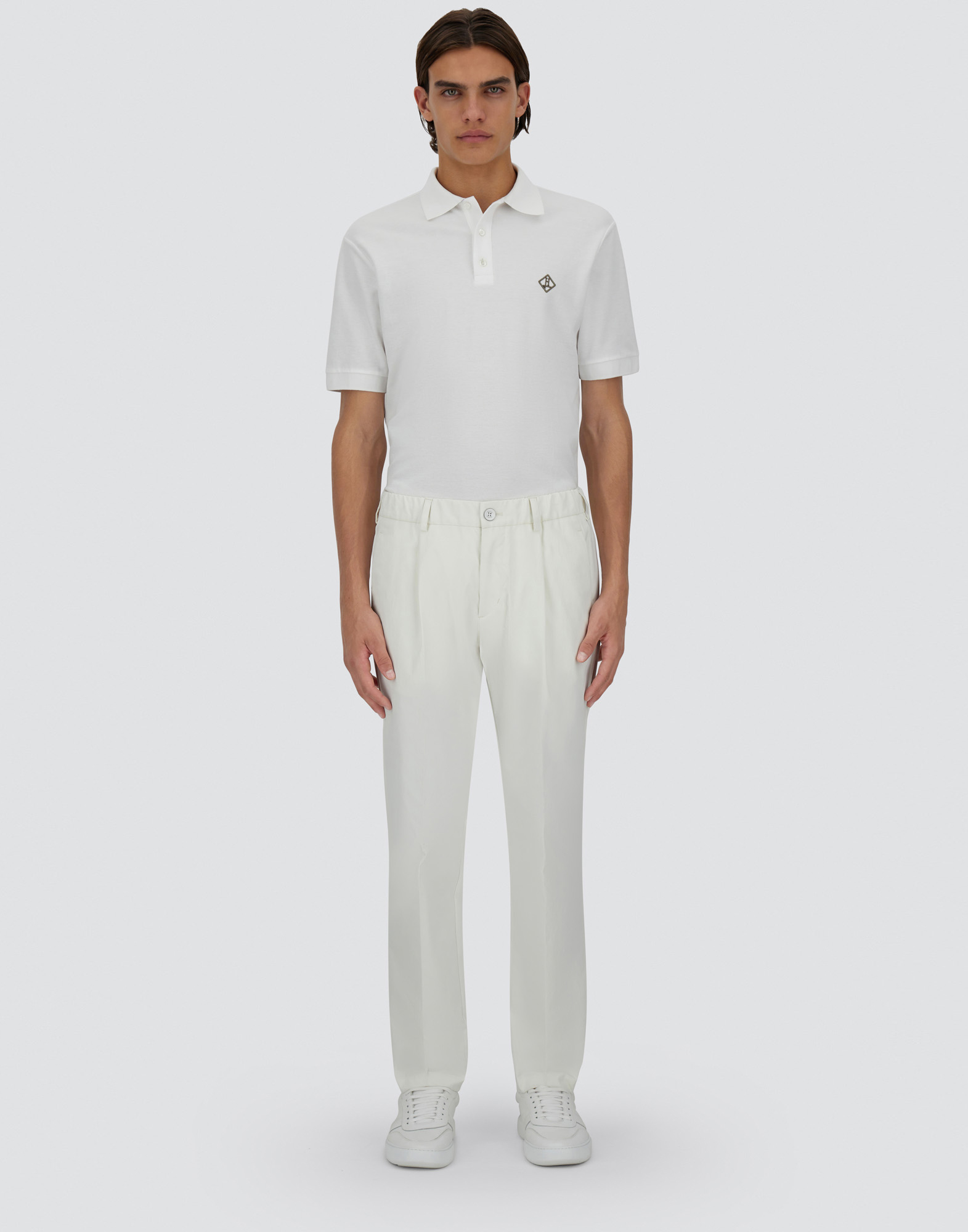 Herno Cotton Feel Trousers With Drawstring In Natural