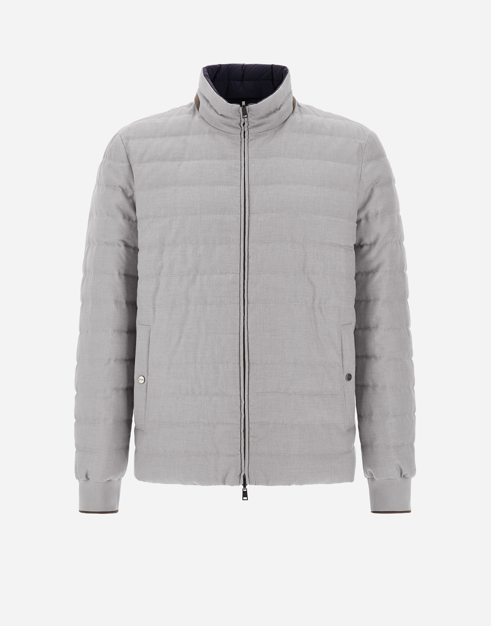 Herno Reversible Cotton Cashmere Rain And Ecoage Bomber In Pearl