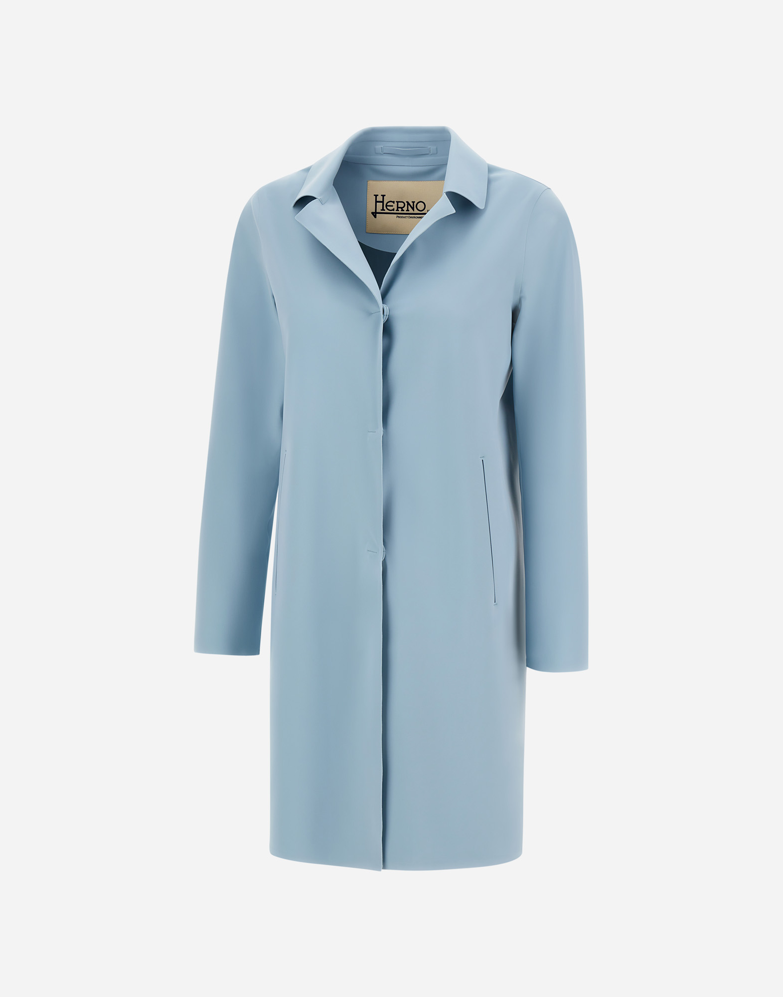Herno Coat In First-act Pef In Light Blue