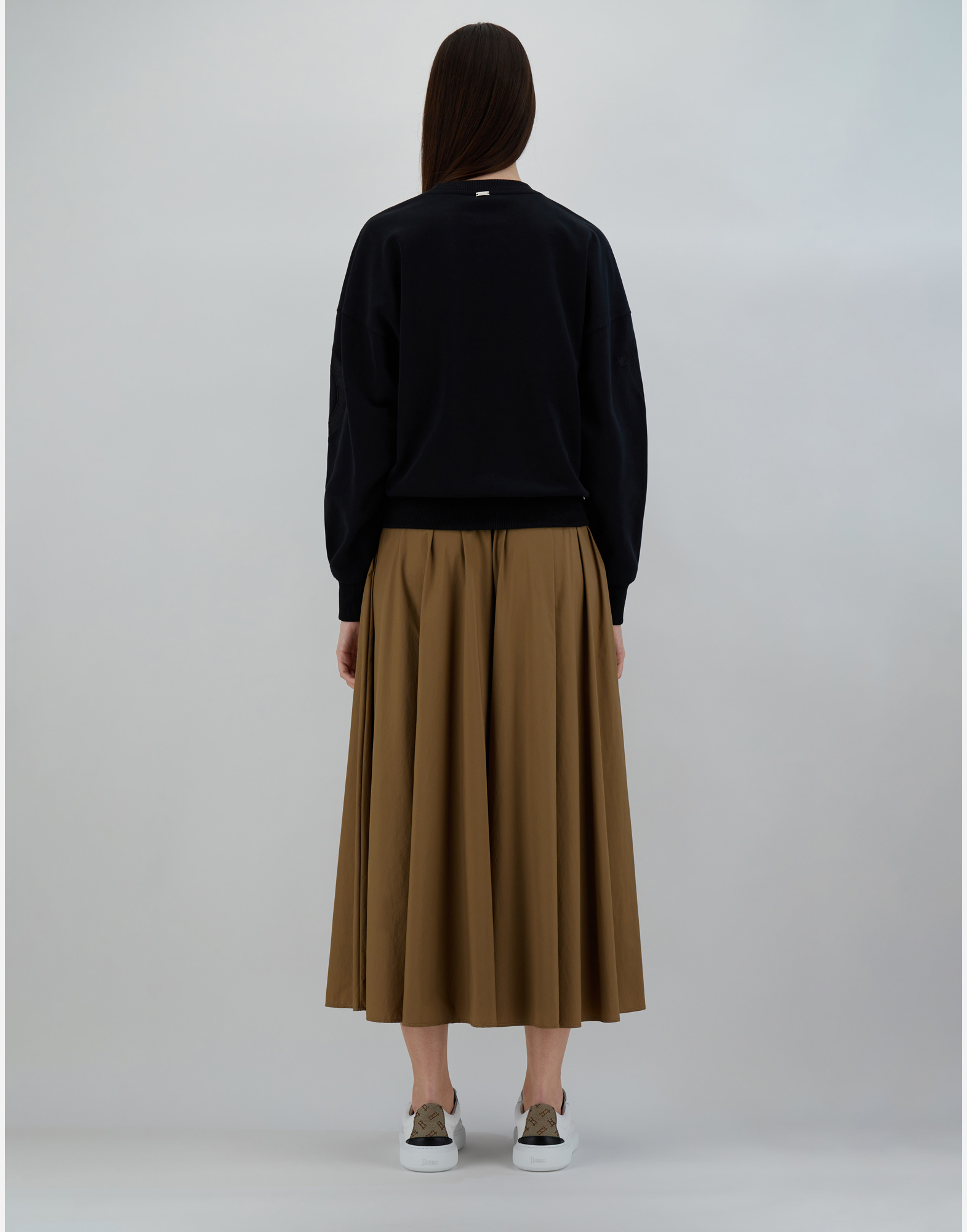 Herno Diagonal Cotton, Fleece ＆ Mesh スウェットシャツ In Black