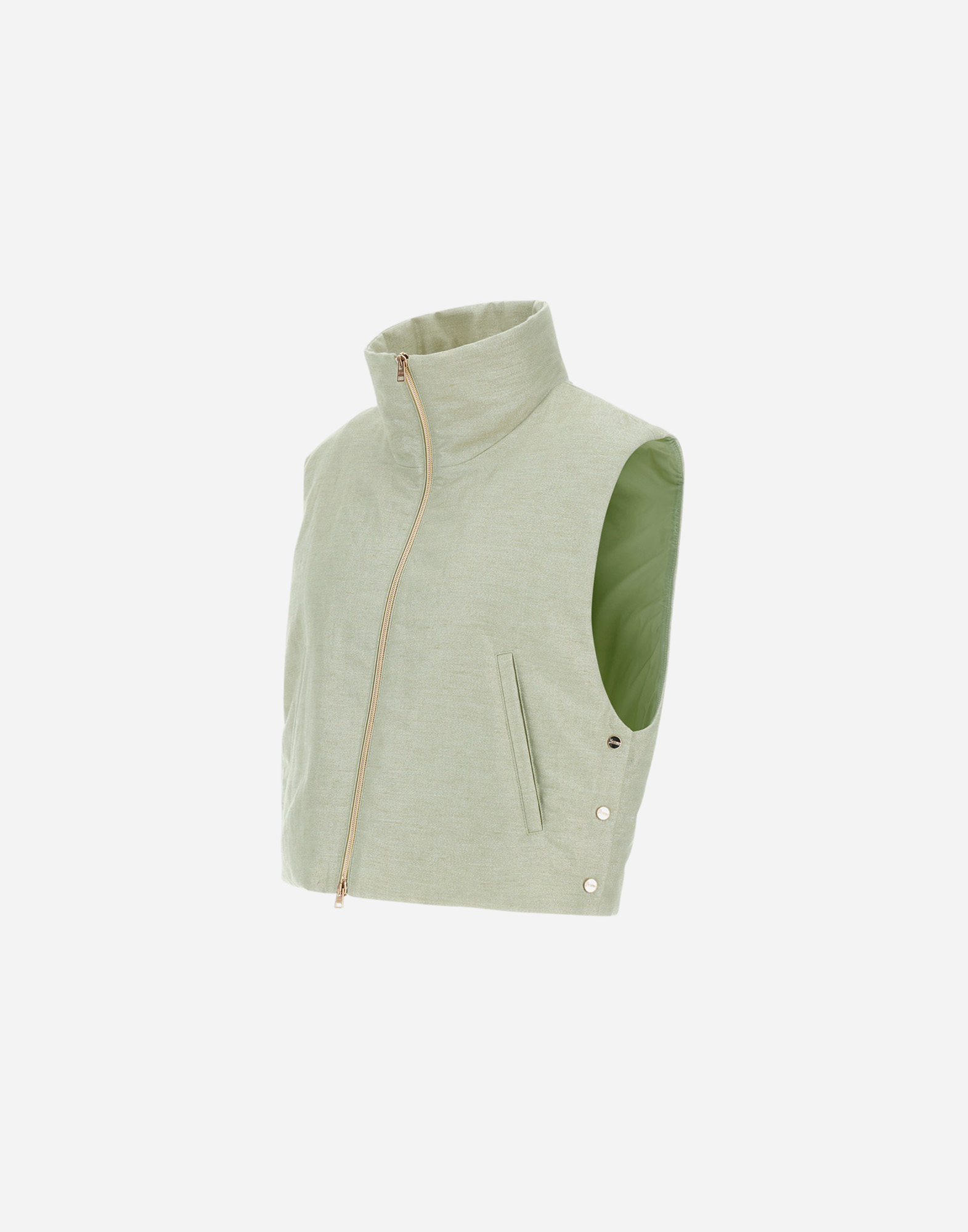 Herno Bright Linen Vest In Light Green