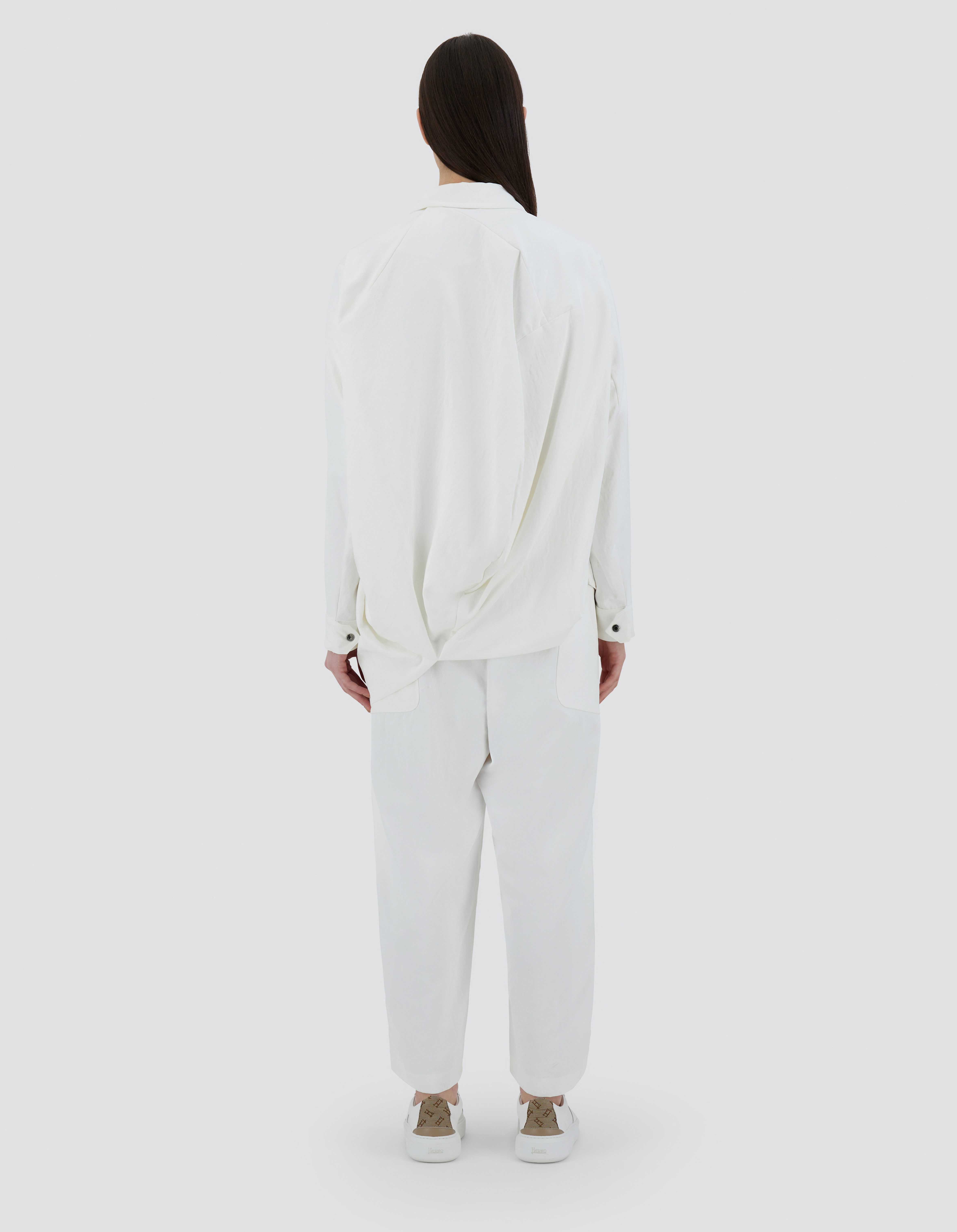 Herno Globe Shirt In Recycled Twill In White