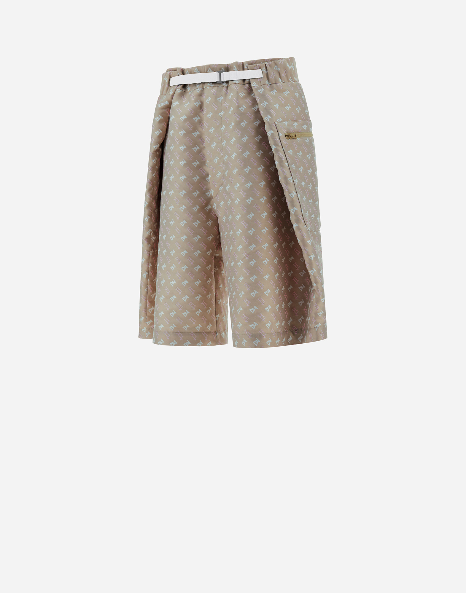 Herno Globe Cropped Trousers In Photocromatic Monogram In Light Beige