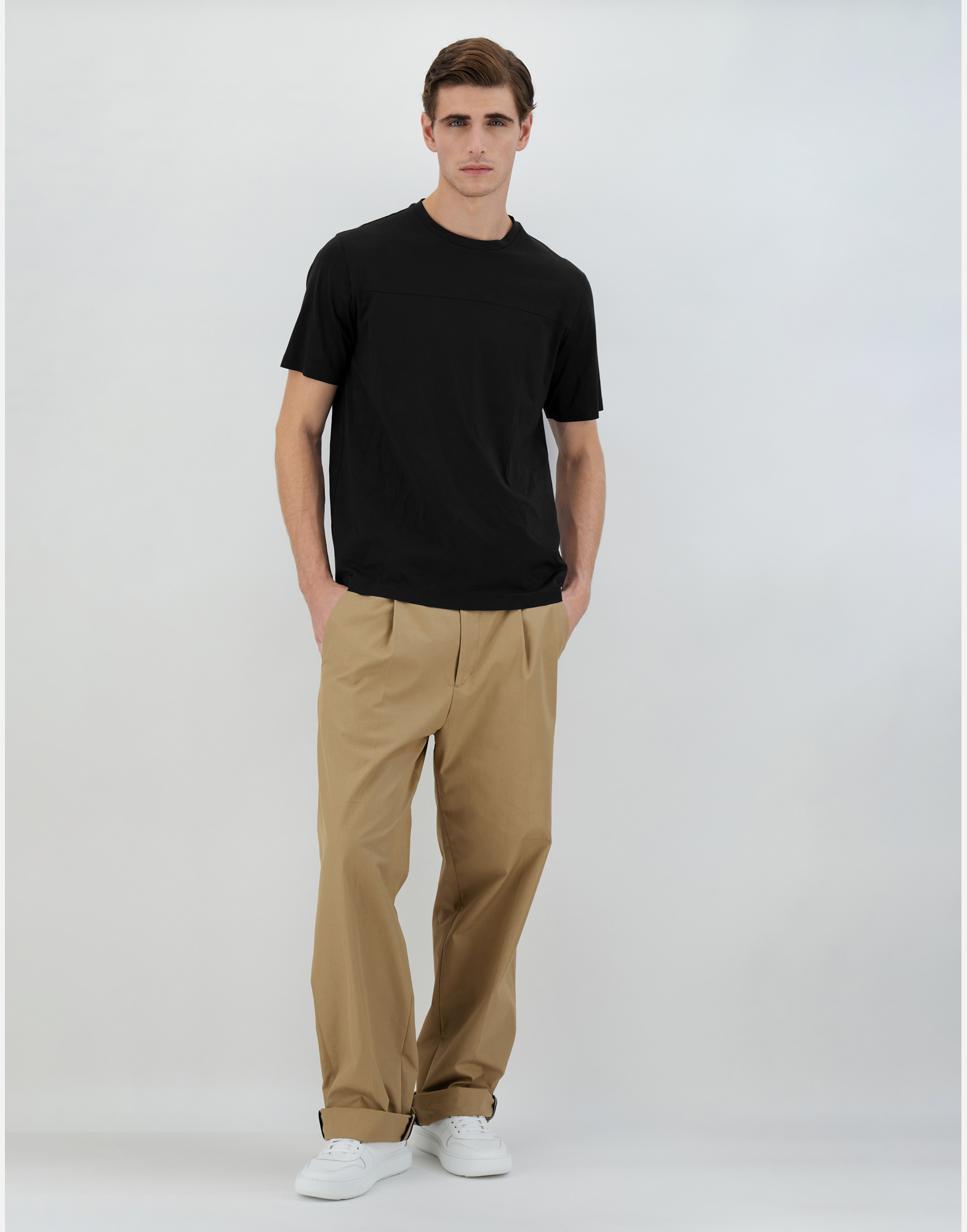 Herno Superfine Cotton Stretch T-shirt In Black
