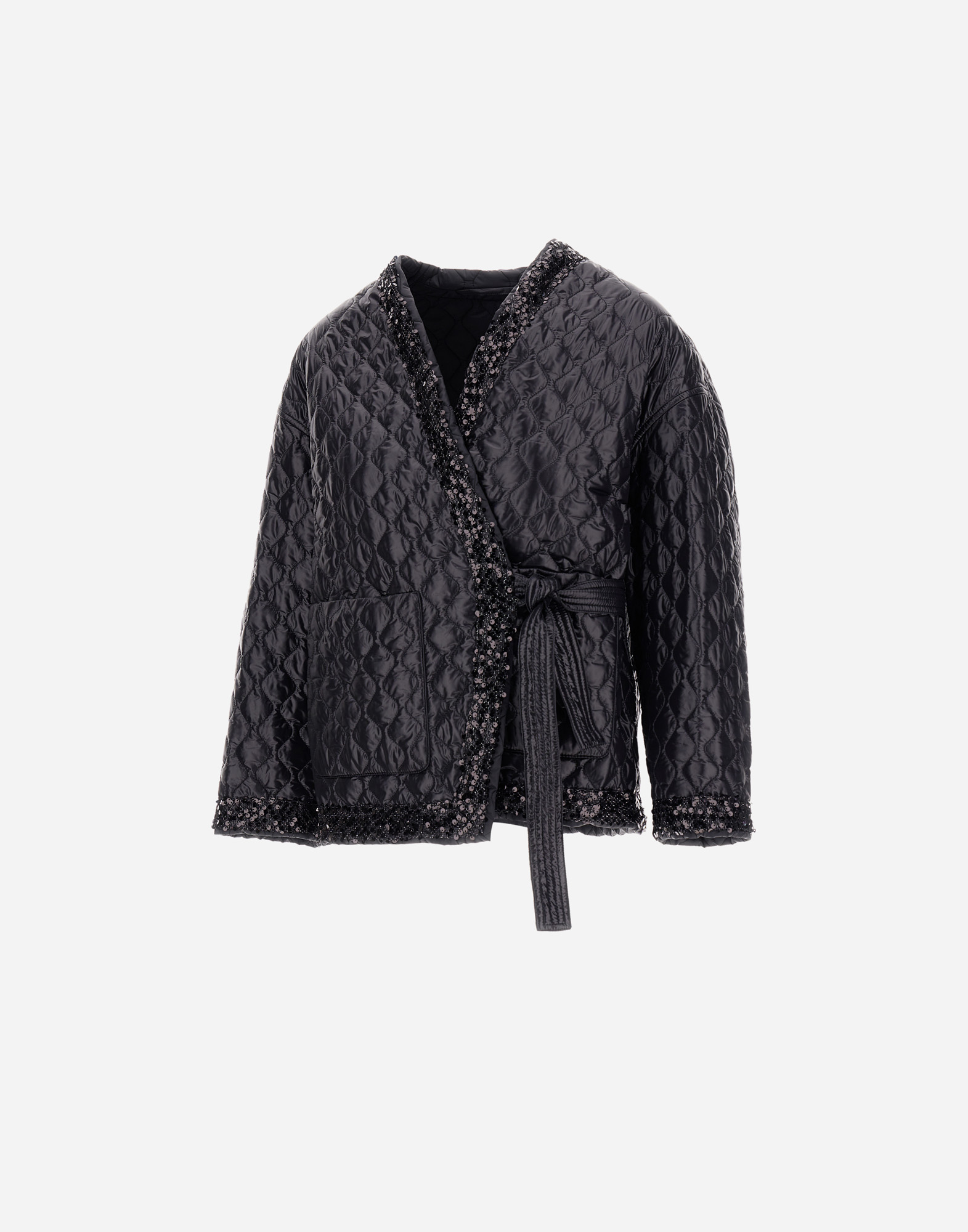 Herno Jacket In Nylon Ultralight, Matt Nylon And Sequin Mesh In Black