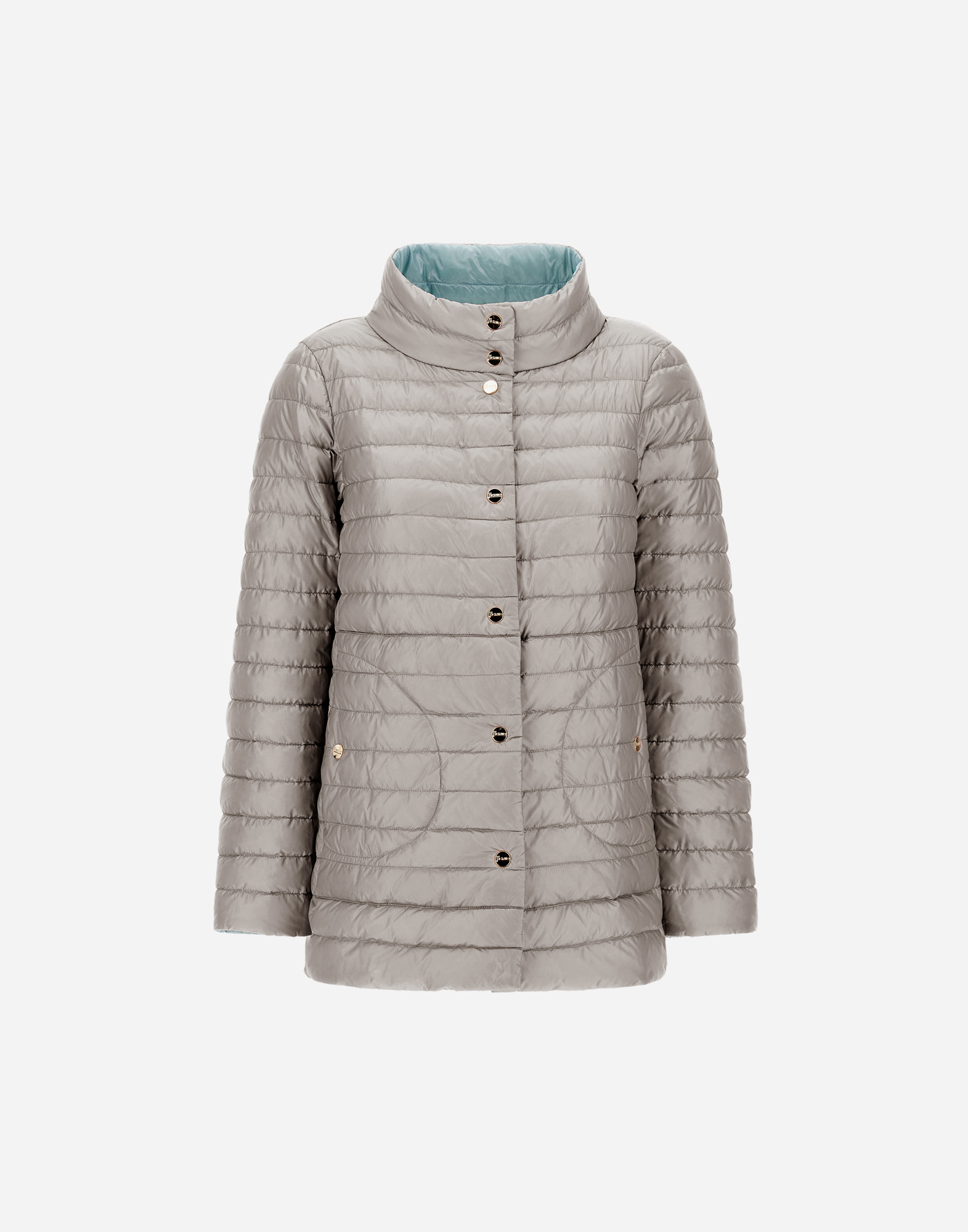 Herno Reversible A-shape Jacket In Nylon Ultralight In Ice/light Blue