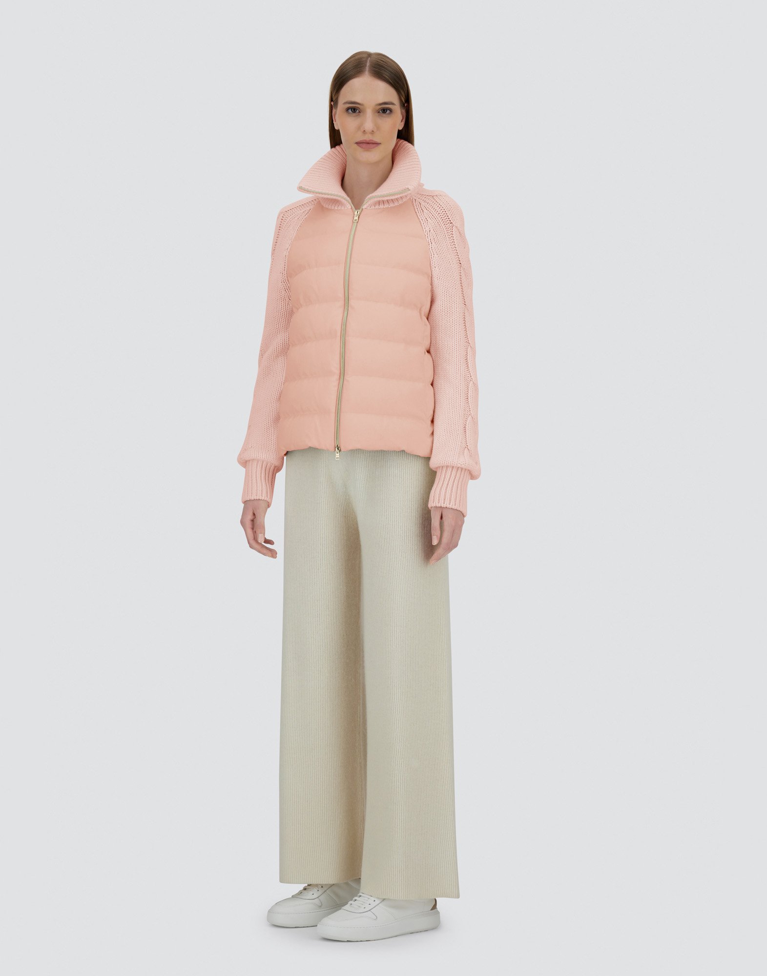 Herno Jacket In Cashmere, Silk And Knit In Light Pink