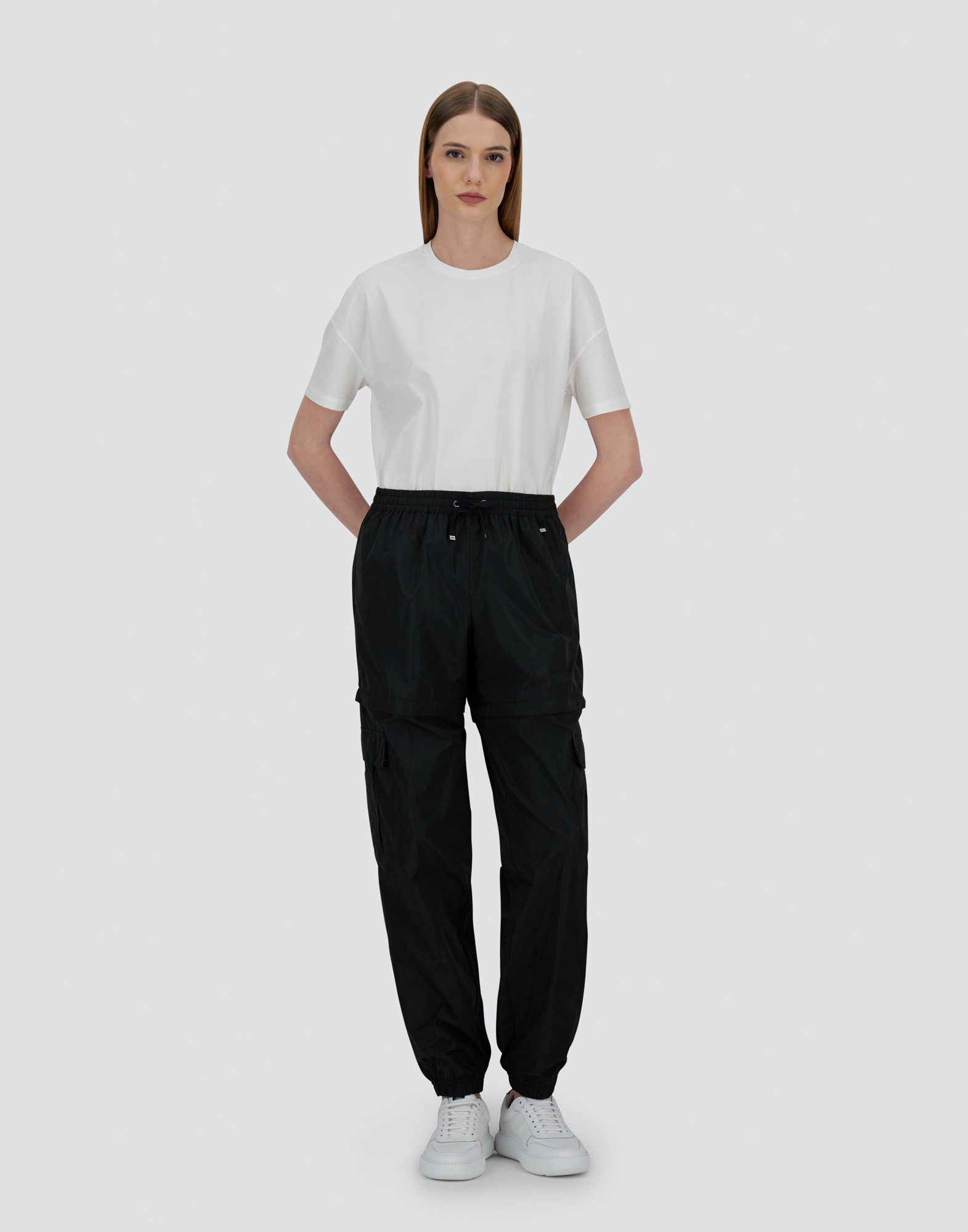 Herno New Techno Taffeta Cargo Trousers In Black