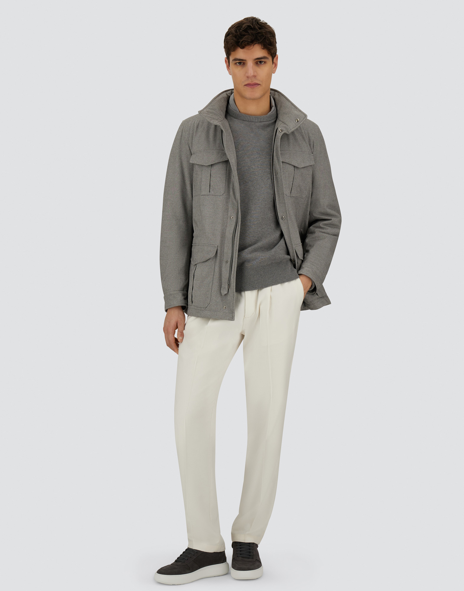 Herno Resort Field Jacket In Melange Suede Effect
