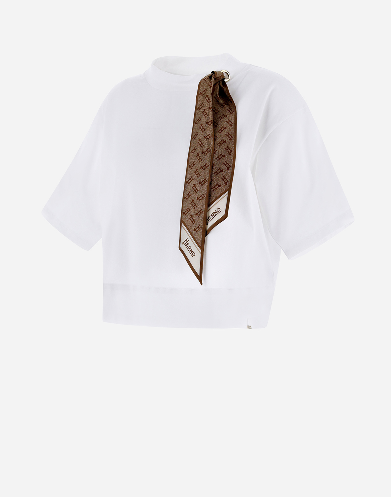 Shop Herno Superfine Cotton Stretch スカーフ付きtシャツ In White