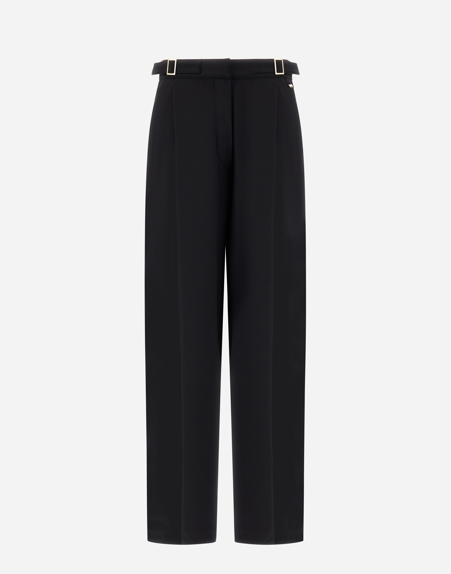 Herno Straight Leg Trousers With Elasticized Waist And Pockets In Black