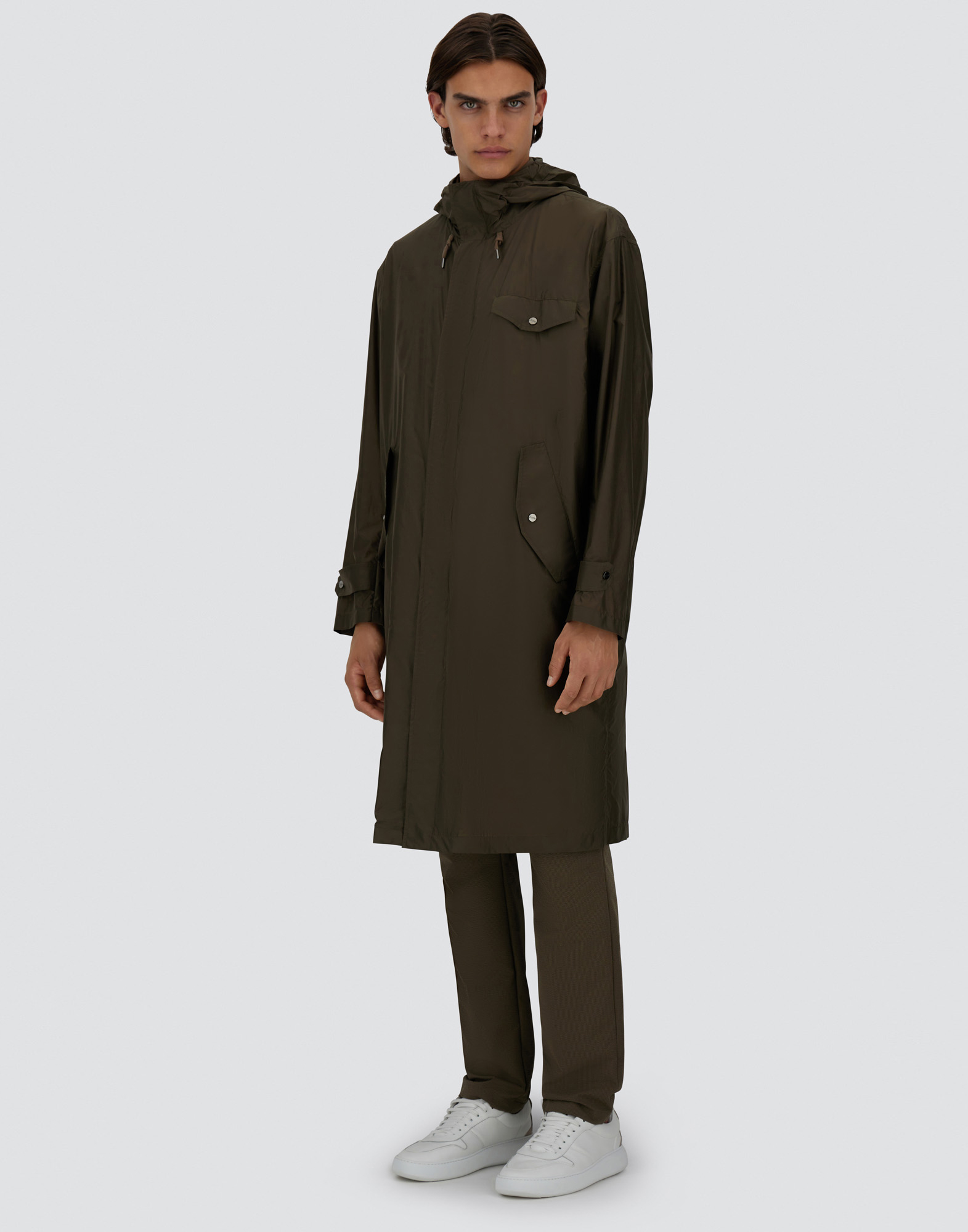 Herno Light-weight Essential Parka In Military Green