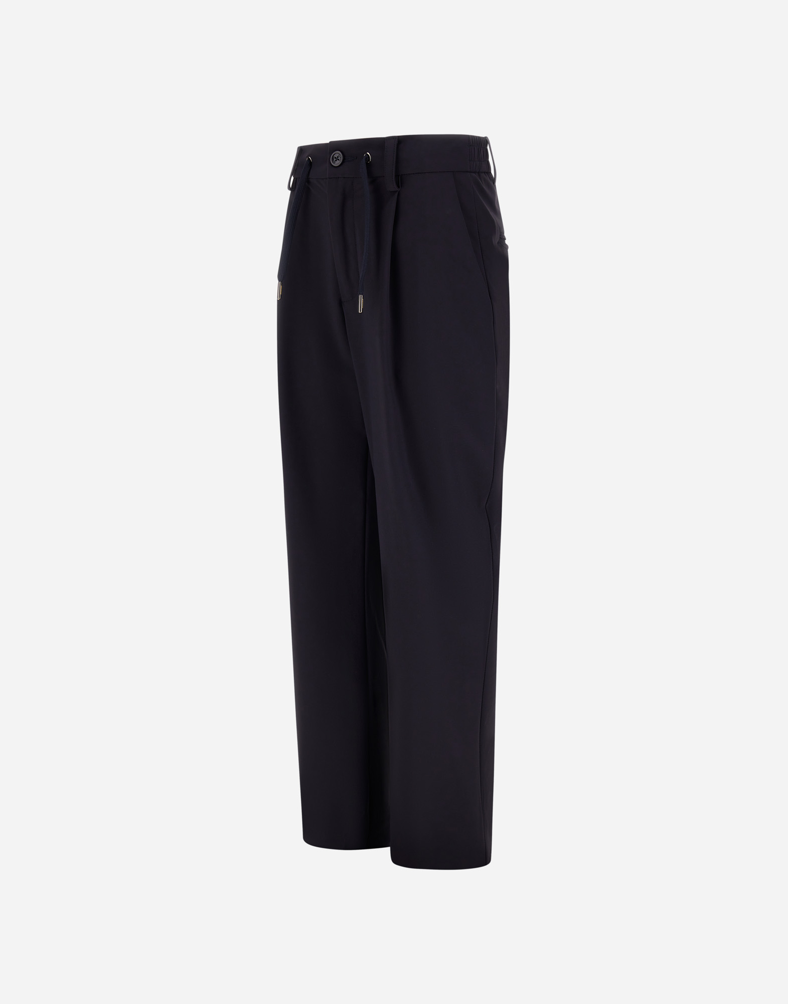 Shop Herno Trousers In Stretch Tech Woven In Blu Navy
