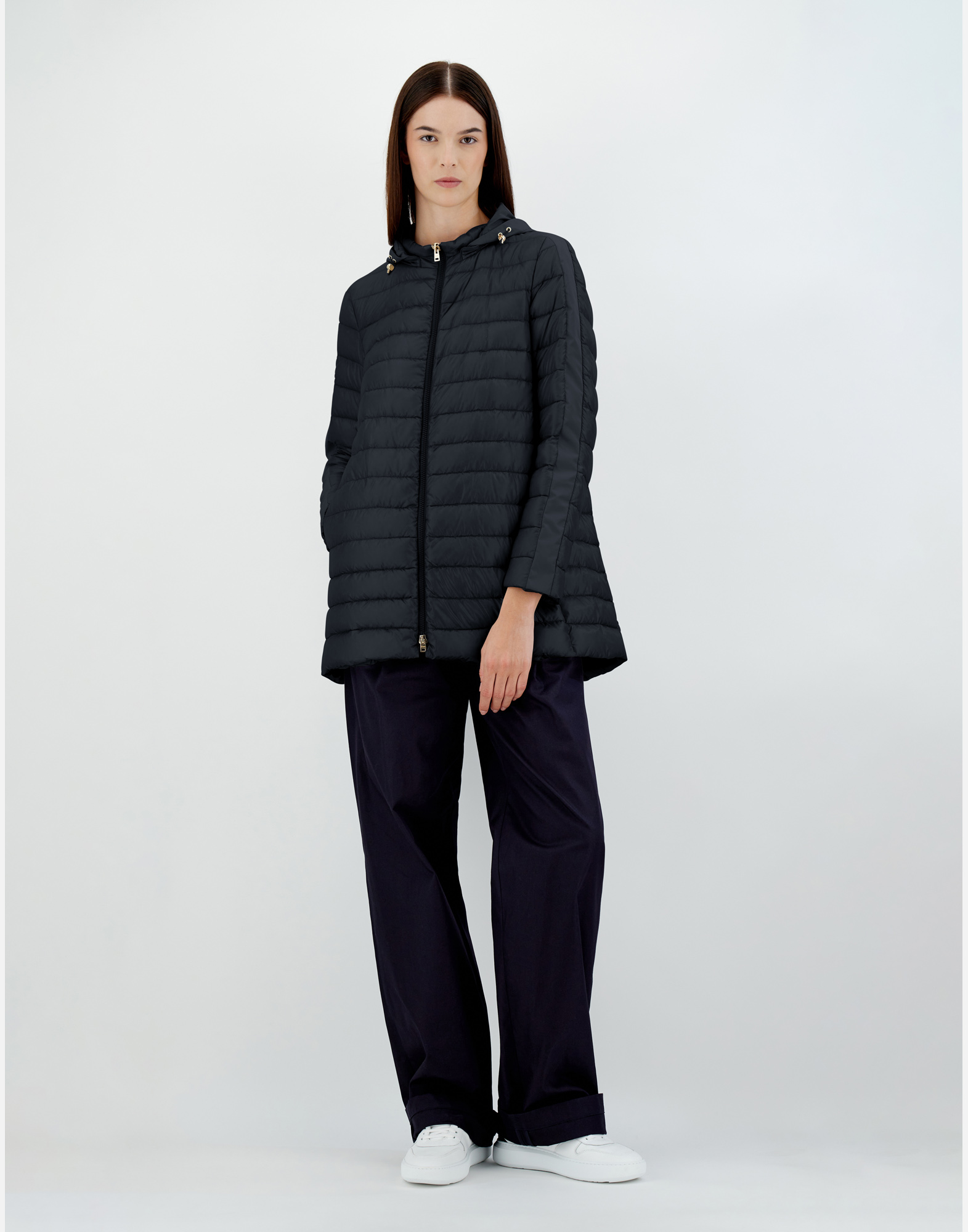 Herno A-shape Jacket In Nylon Ultralight And Techno Taffeta In Blu Navy